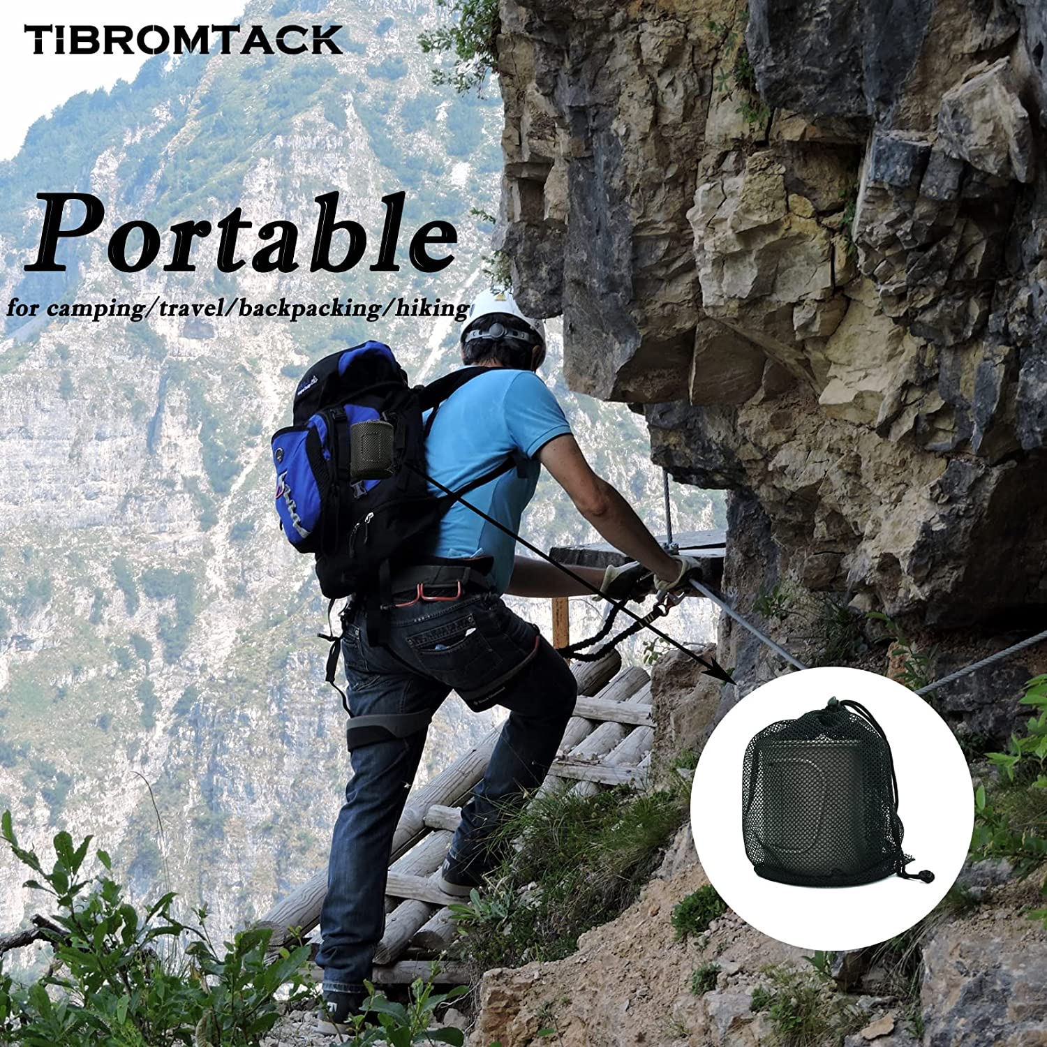TIBROMTACK Camping Cup with Lid Pure Titanium Coffee Mug Ultralight 450ml Outdoor Small Camping Pot with Foldable Handle for Backpacking Hiking Travel and Daily Use with Mesh Bag-TIBROMTACK