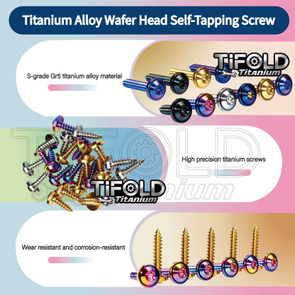 TIFOLD M5 Umbrella Head Gr5 Titanium Self Tapping Bolts 1PC, 12-35mm,  Anodized Titanium Alloy Screws for Bike Motorcy