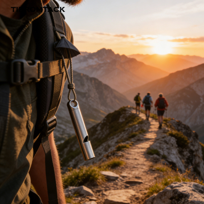 TIBROMTACK Emergency Titanium Whistle, Safety Whistle for Adults, Gr5 Titanium Material, High Strength & Easy to Carry for Outdoor Emergency