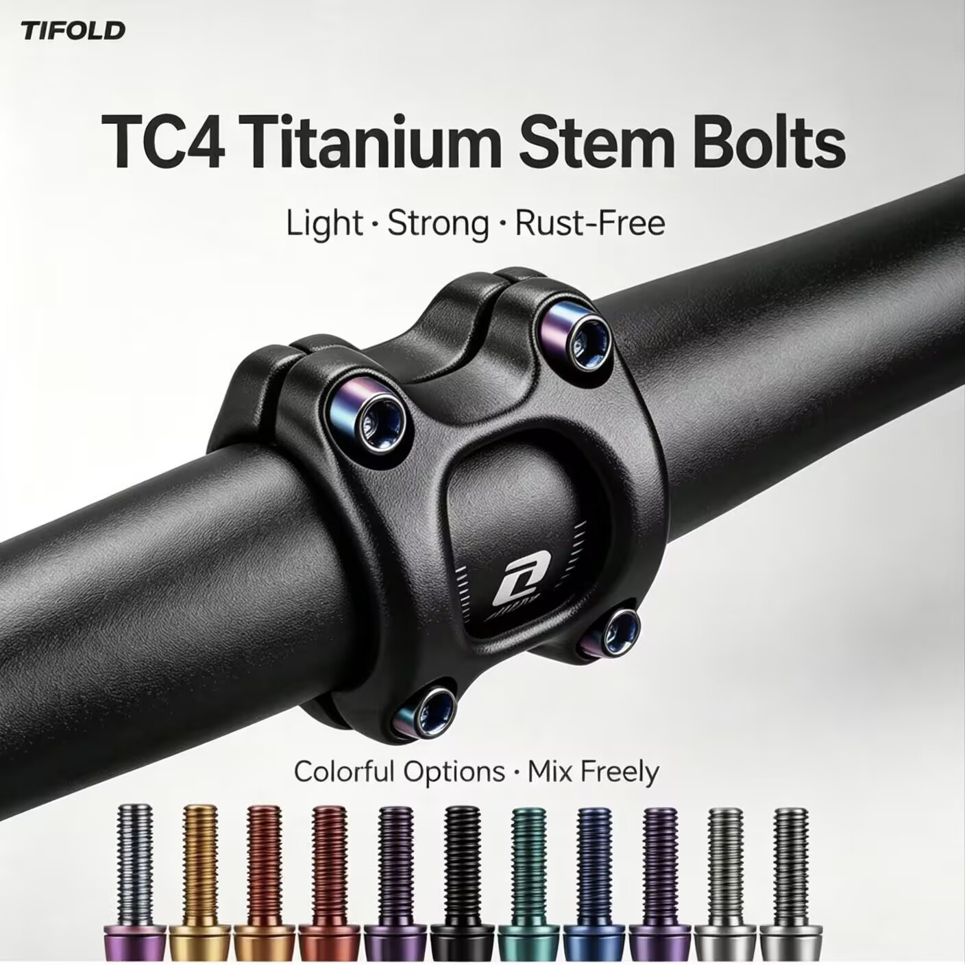 Titanium Alloy Stem Mounting Screws, 6 PCS, Ultralight & High‑Strength, Head Tube Fixing Screws for Road & Mountain Bikes  