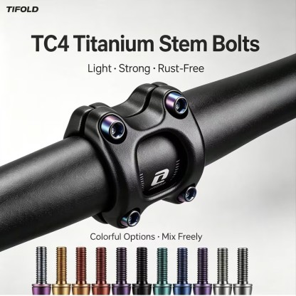 Titanium Alloy Stem Mounting Screws, 6 PCS, Ultralight & High‑Strength, Head Tube Fixing Screws for Road & Mountain Bikes  