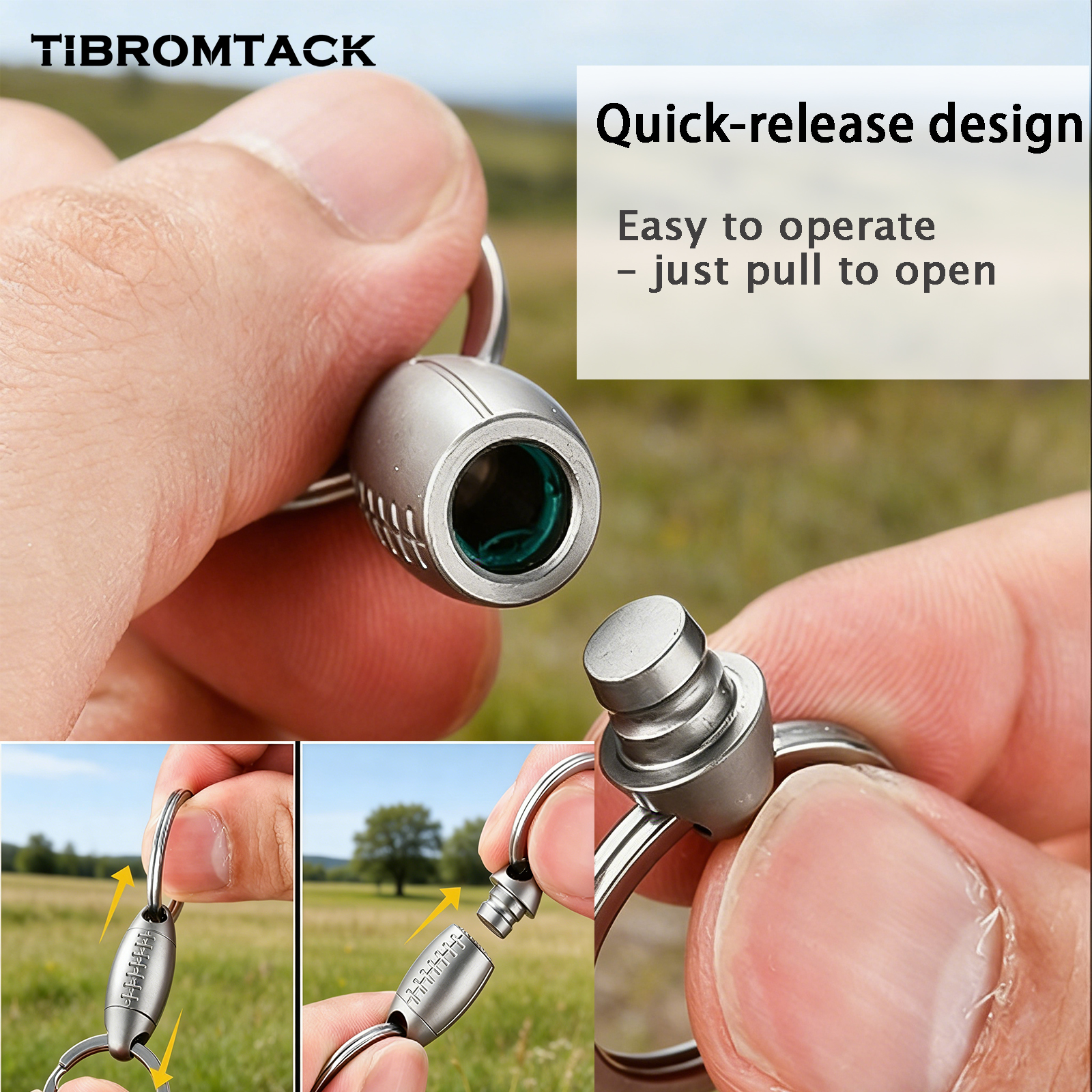 TIBROMTACK Titanium Quick Release Keychain - 30mm Football Key Fob