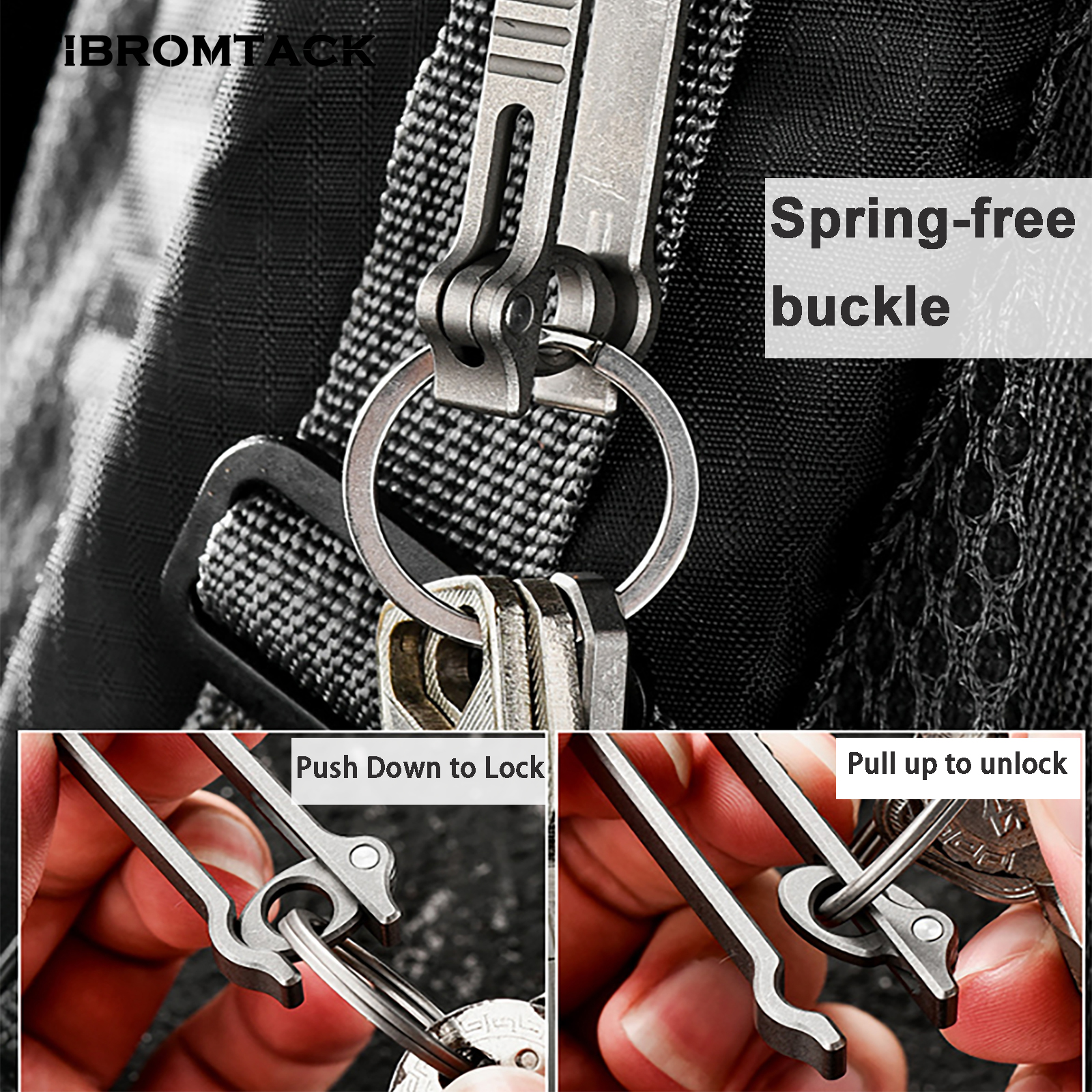 TIBROMTACK Titanium Alloy Key Clip, Belt Clip for Keys with Quick Release Buckle, Lightweight High Strength (58×21×6mm/10.3g)