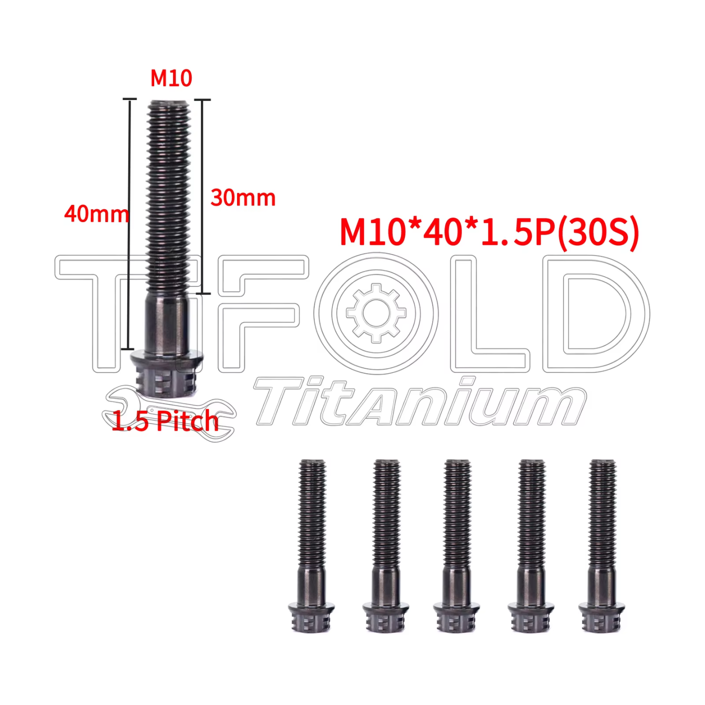 TIFOLD 4 pieces M10 1.25P titanium alloy screw flange inner and outer plum blossom screw engine pump fork screw