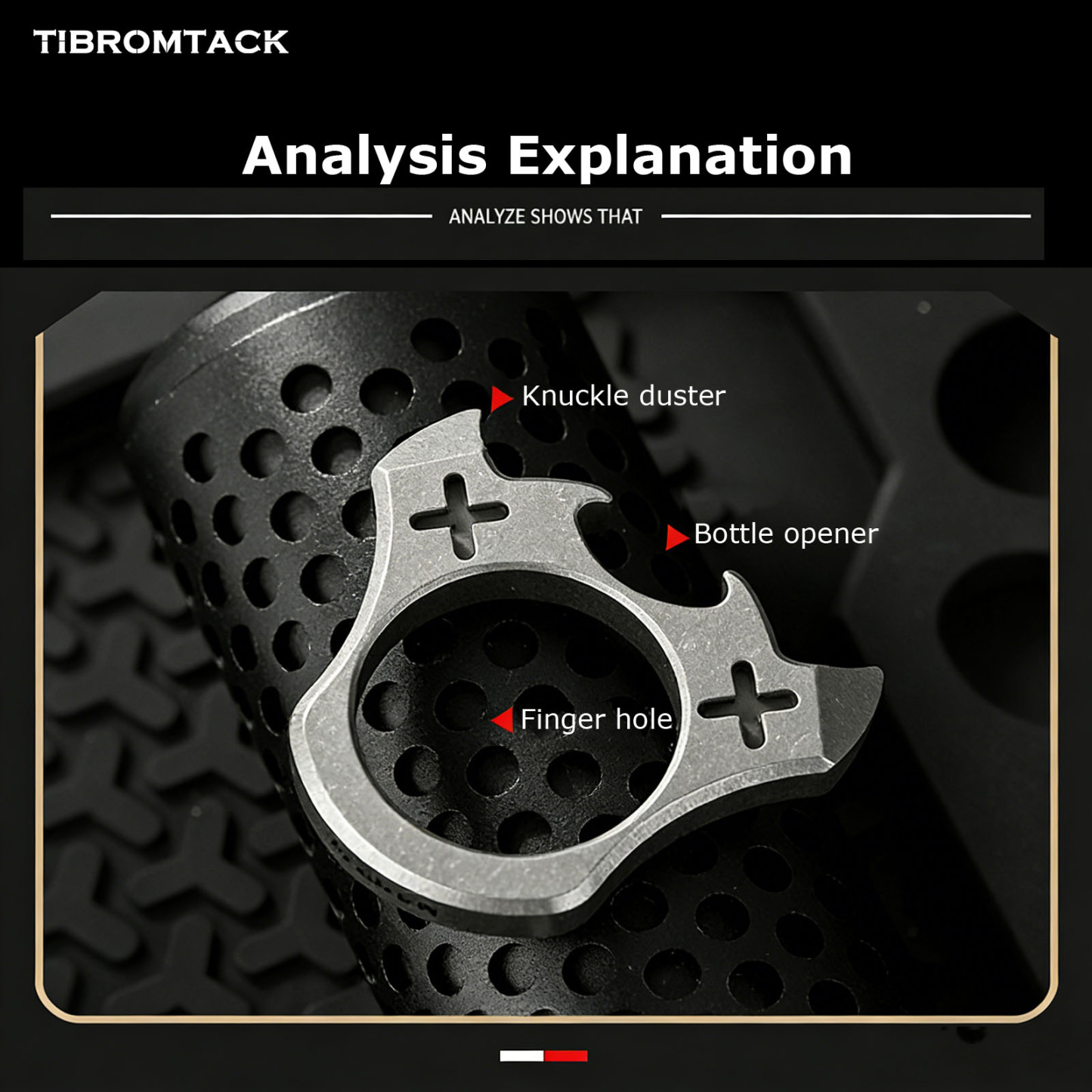 Titanium EDC Bottle Opener Keychain, Ultra-Light 0.56oz Portable Knuckle Duster Design, Heavy-Duty Pry Bar for Various Bottle Caps, Corrosion-Resistant Daily Carry Tool