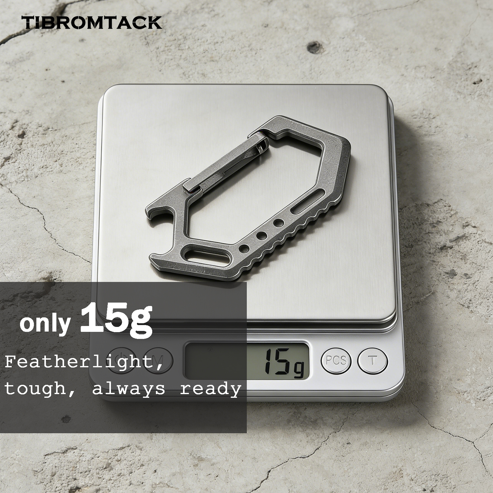 TIBROMTACK Gr5 Titanium Carabiner, EDC Multitool with Keychain Bottle Opener, Lightweight 15g for Outdoor & Daily Use