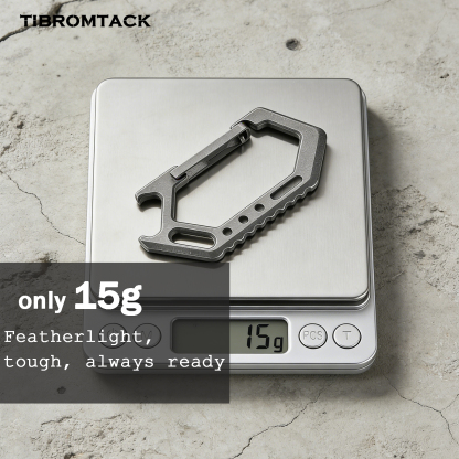 TIBROMTACK Gr5 Titanium Carabiner, EDC Multitool with Keychain Bottle Opener, Lightweight 15g for Outdoor & Daily Use