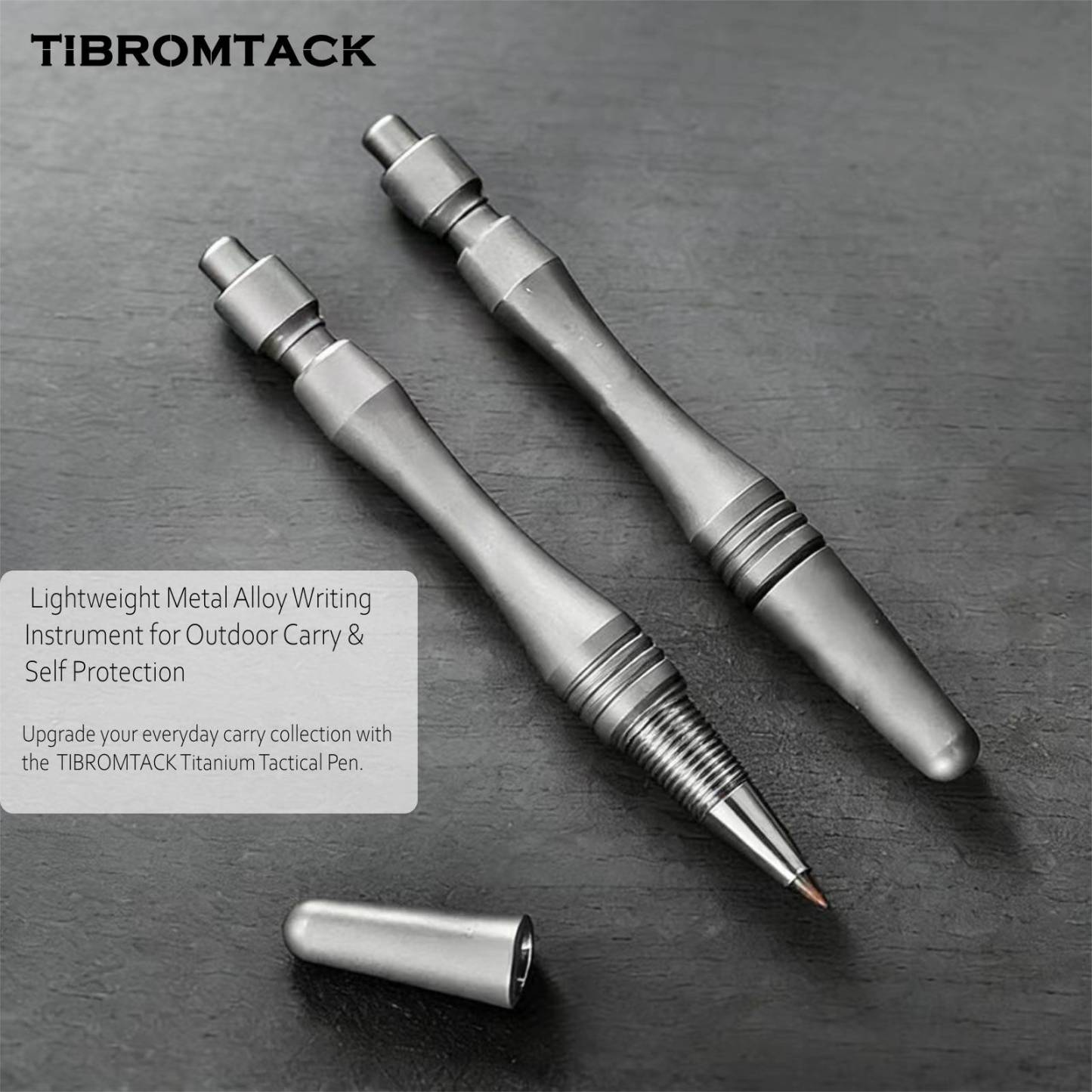 TIBROMTACK Titanium Tactical Pen, Gr5 Titanium Alloy EDC Pen, Portable Bolt Action Ridge Pen for Men, Lightweight Metal Alloy Writing Instrument for Outdoor Carry & Self Protection