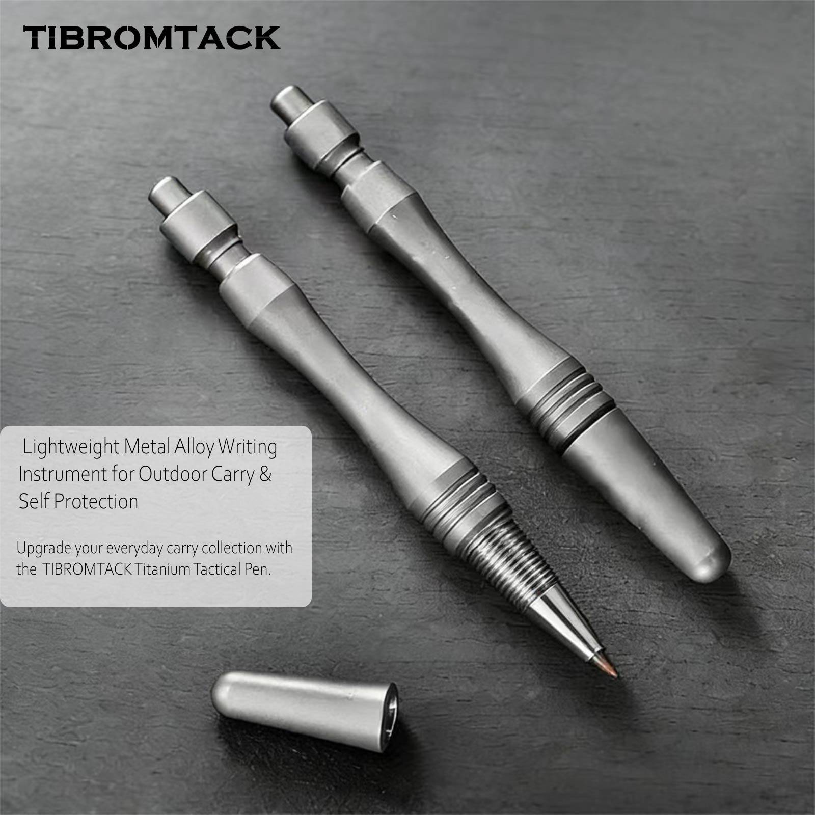 TIBROMTACK Titanium Tactical Pen, Gr5 Titanium Alloy EDC Pen, Portable Bolt Action Ridge Pen for Men, Lightweight Metal Alloy Writing Instrument for Outdoor Carry & Self Protection