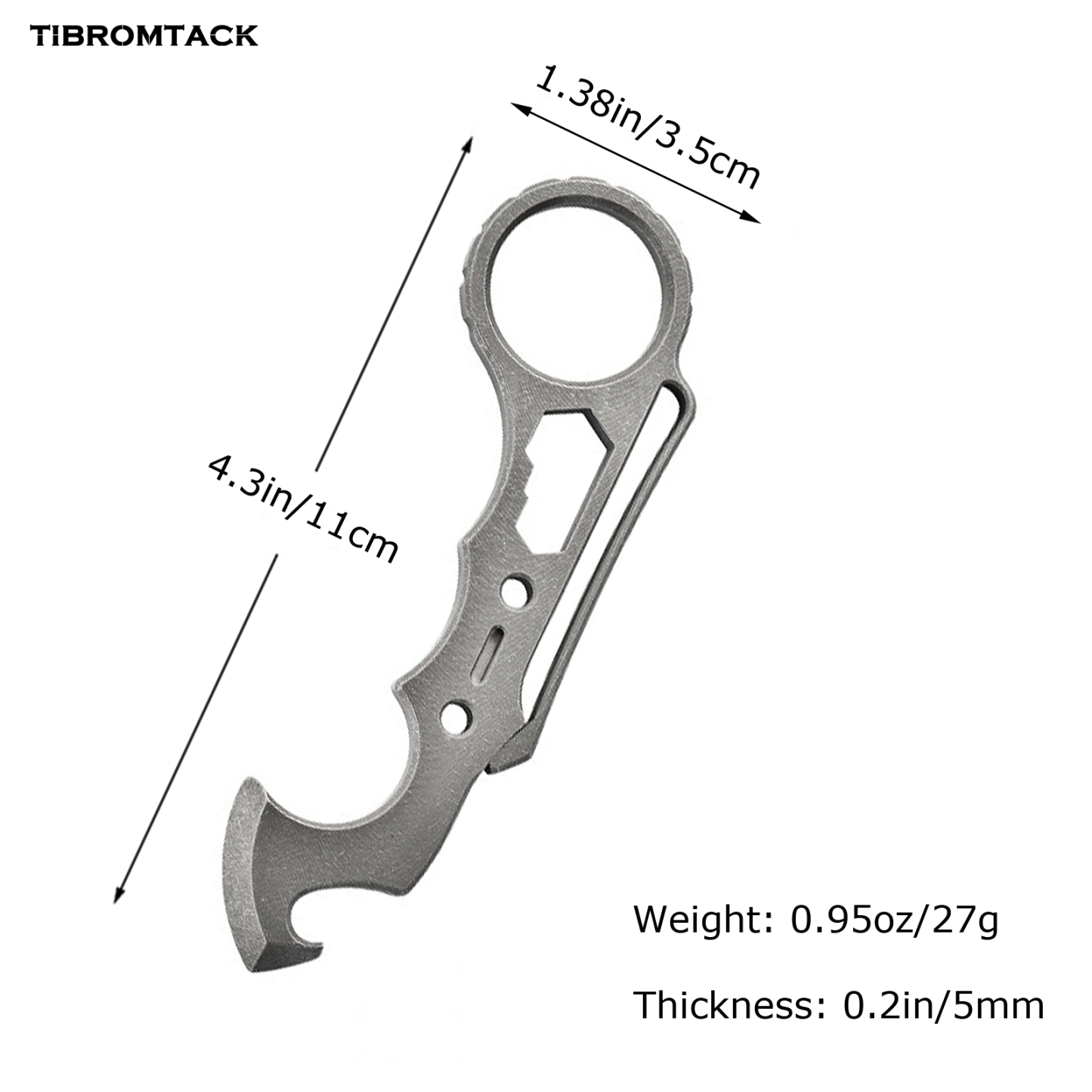 Titanium EDC Pry Bar, Multifunctional Tool with Bottle Opener & Screwdriver, 4.3 Inches Lightweight Pry Tool with Hanging Hole for Outdoor Camping Daily Use