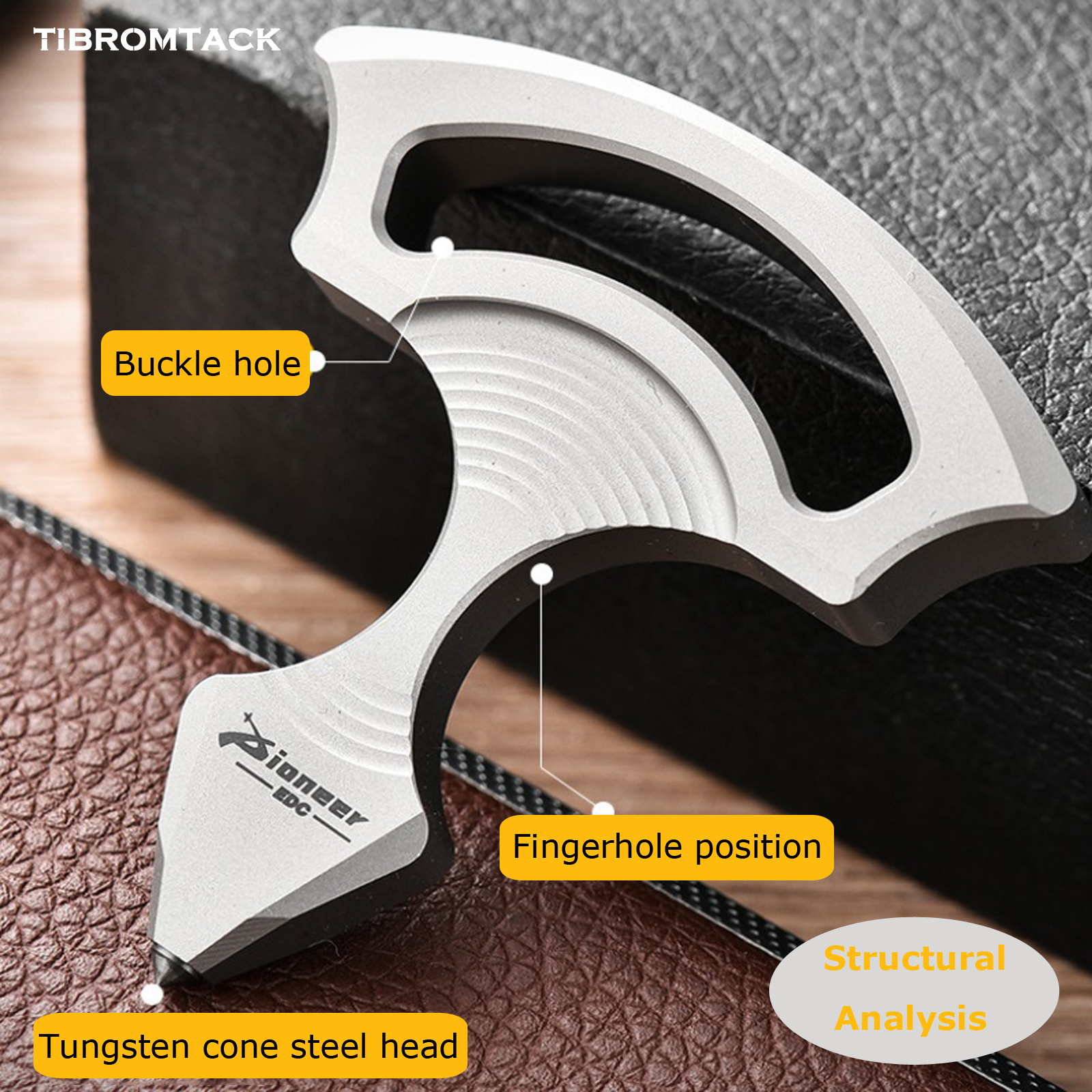 TIBROMTACK Titanium Multitool Keychain, 23g Lightweight EDC Tool with Tungsten Steel Tip for Emergency Window Breaking & Cutting, Portable Key Organizer (2"x1.81"x0.31")