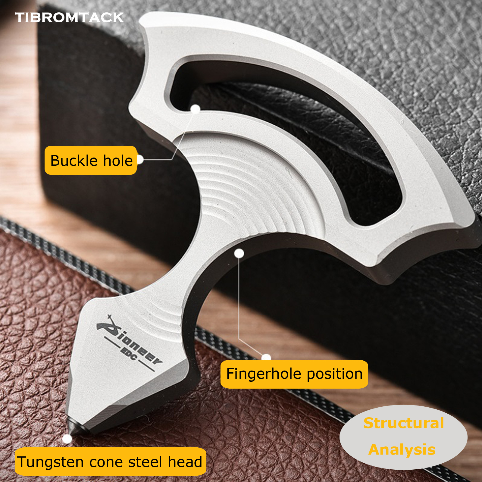 TIBROMTACK Titanium Multitool Keychain, 23g Lightweight EDC Tool with Tungsten Steel Tip for Emergency Window Breaking & Cutting, Portable Key Organizer (2"x1.81"x0.31")