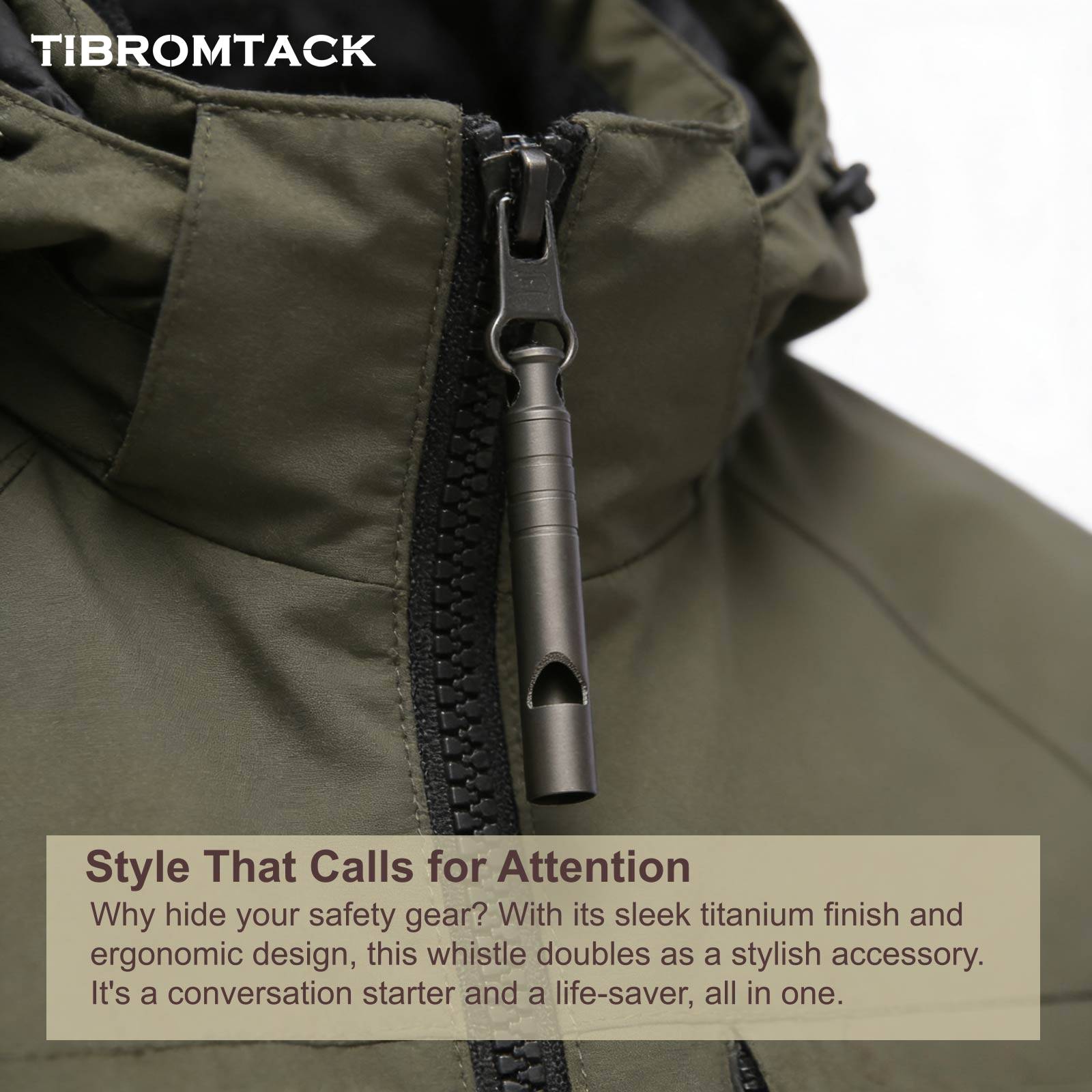 TIBROMTACK Titanium Emergency Whistle, Gr5 Titanium Alloy Safety Whistle, High Decibel Portable Outdoor Survival Whistle for Adults, Lightweight Compact Whistle for Hiking Camping Climbing