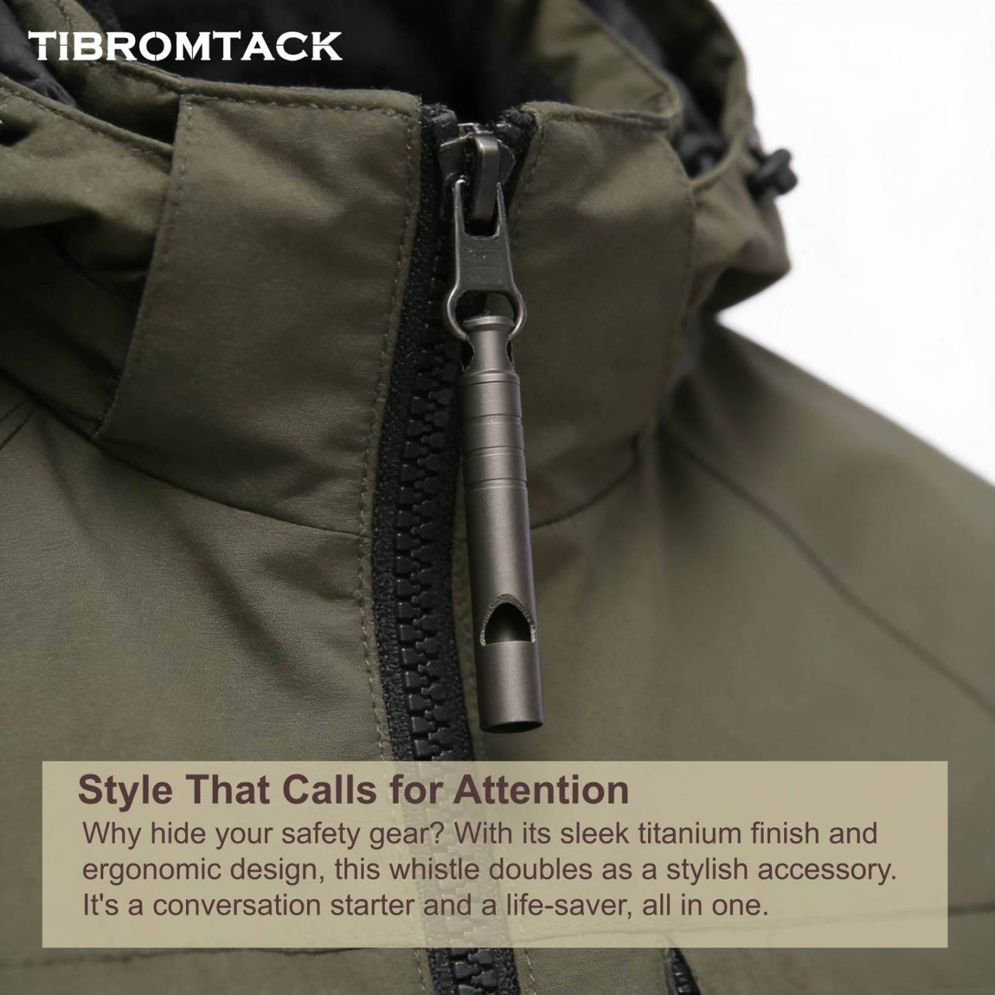 TIBROMTACK Titanium Emergency Whistle, Gr5 Titanium Alloy Safety Whistle, High Decibel Portable Outdoor Survival Whistle for Adults, Lightweight Compact Whistle for Hiking Camping Climbing