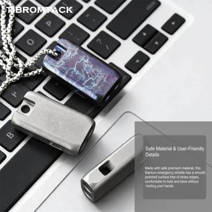 TIBROMTACK Gr5 Titanium Alloy Double Tube Emergency Whistle, Loud Survival Safety Whistle, Mini Lightweight Hiking Whistle with Keychain, Outdoor Emergency Whistle Necklace for Adults