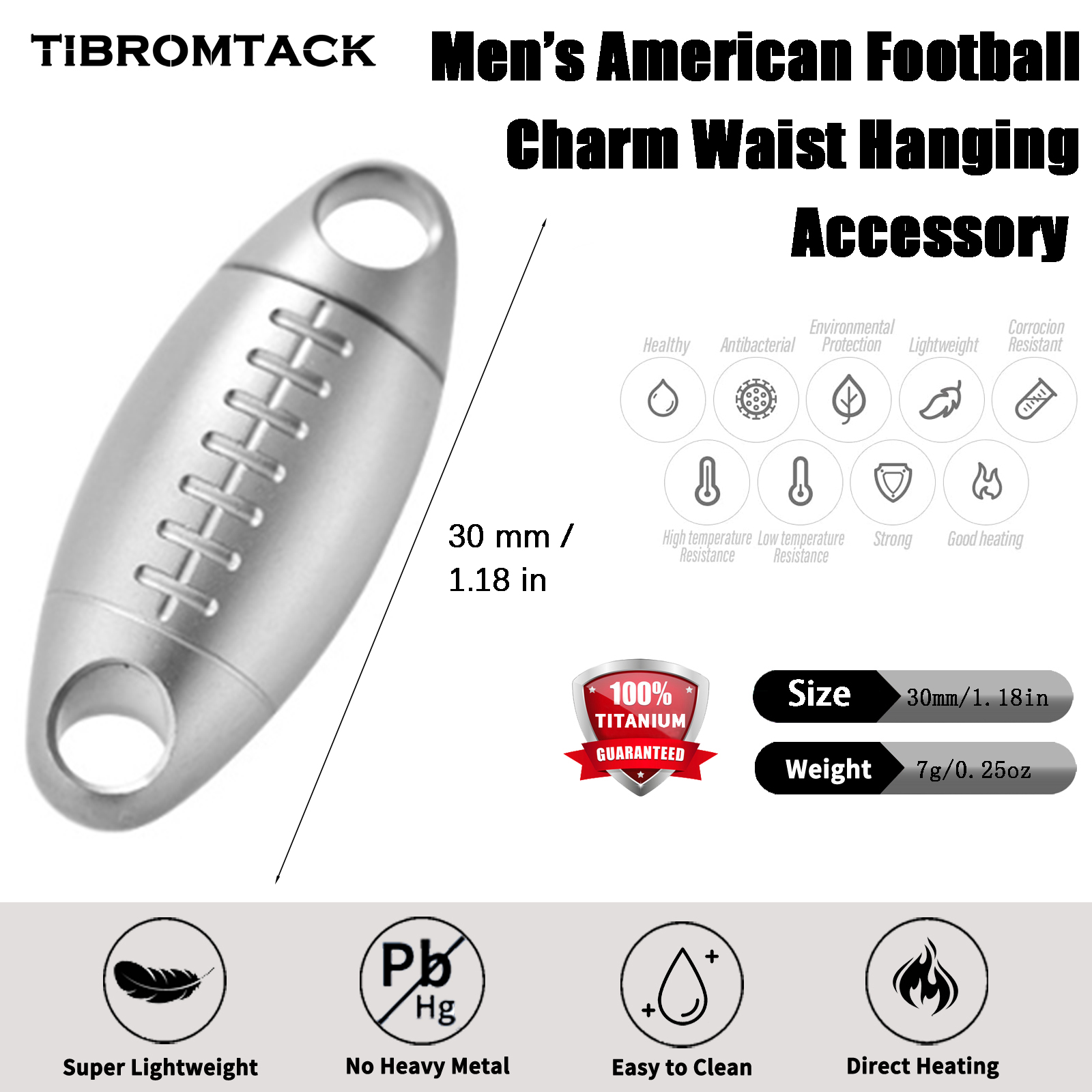TIBROMTACK Titanium Quick Release Keychain - 30mm Football Key Fob