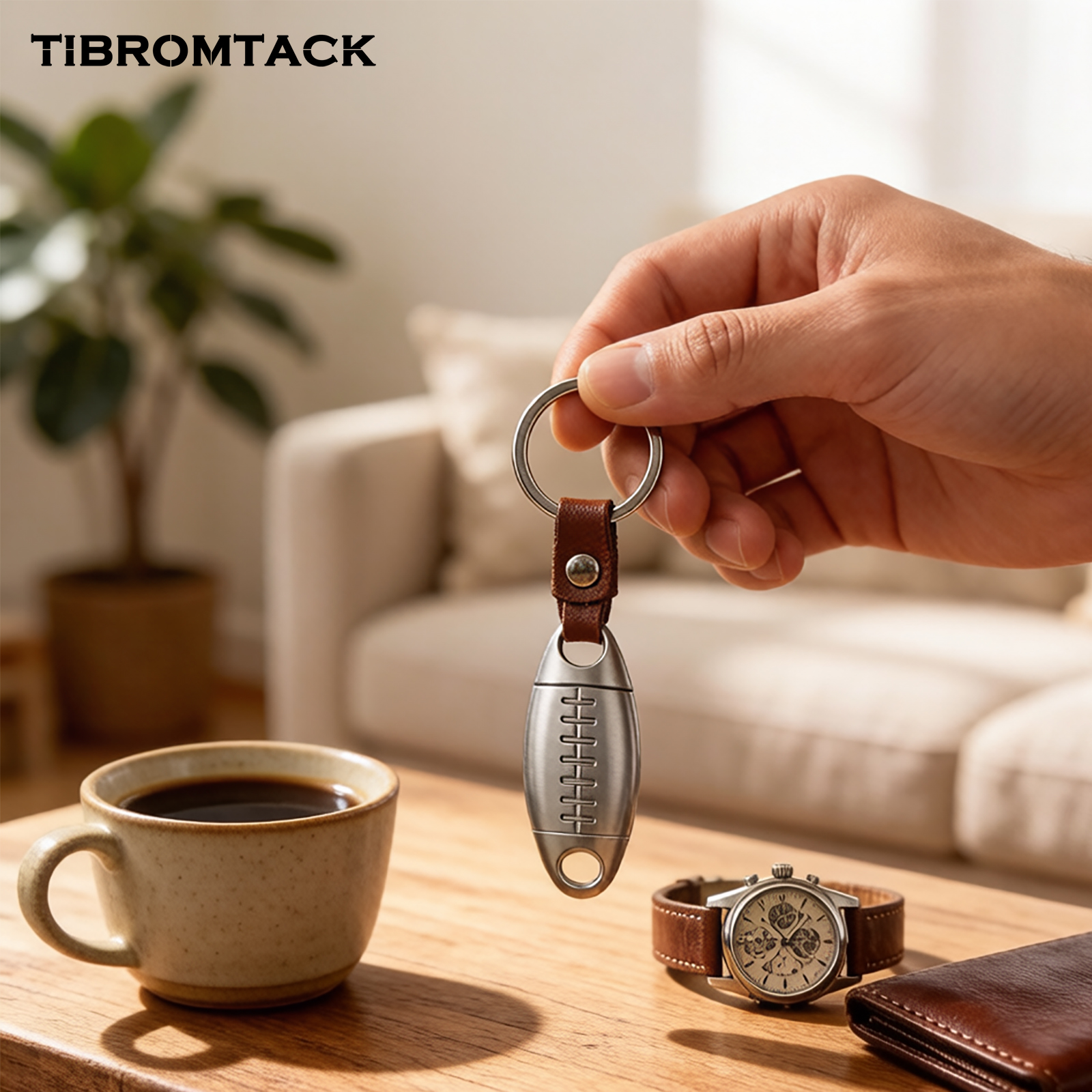 TIBROMTACK Titanium Quick Release Keychain - 30mm Football Key Fob