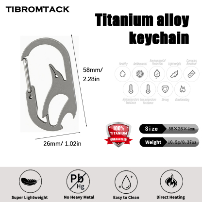 TIBROMTACK Gr5 Titanium Carabiner Keychain, Multitool Key Carabiner with Bottle Opener