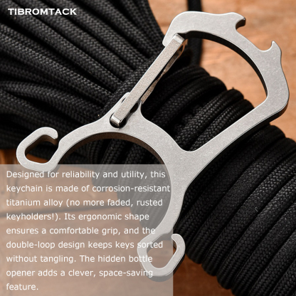Titanium Carabiner Keychain with 2 Titanium Rings, Lightweight Key Clip for Keys Organizer, Multipurpose Bottle Opener EDC Tool, Durable Key Chain for Daily Use