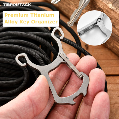 Titanium Carabiner Keychain with 2 Titanium Rings, Lightweight Key Clip for Keys Organizer, Multipurpose Bottle Opener EDC Tool, Durable Key Chain for Daily Use