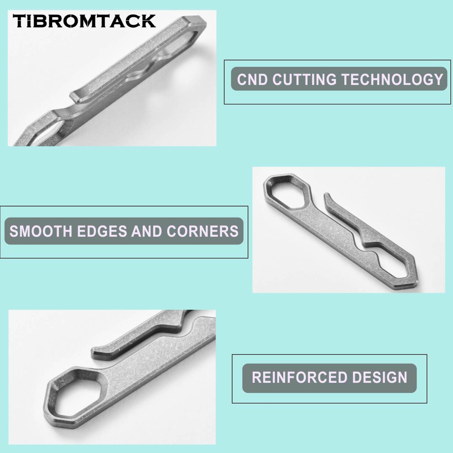 TIBROMTACK Titanium Belt Clip, Lightweight Gr5 Titanium Key Clip for Belt Loop, Durable One-Piece Keychain
