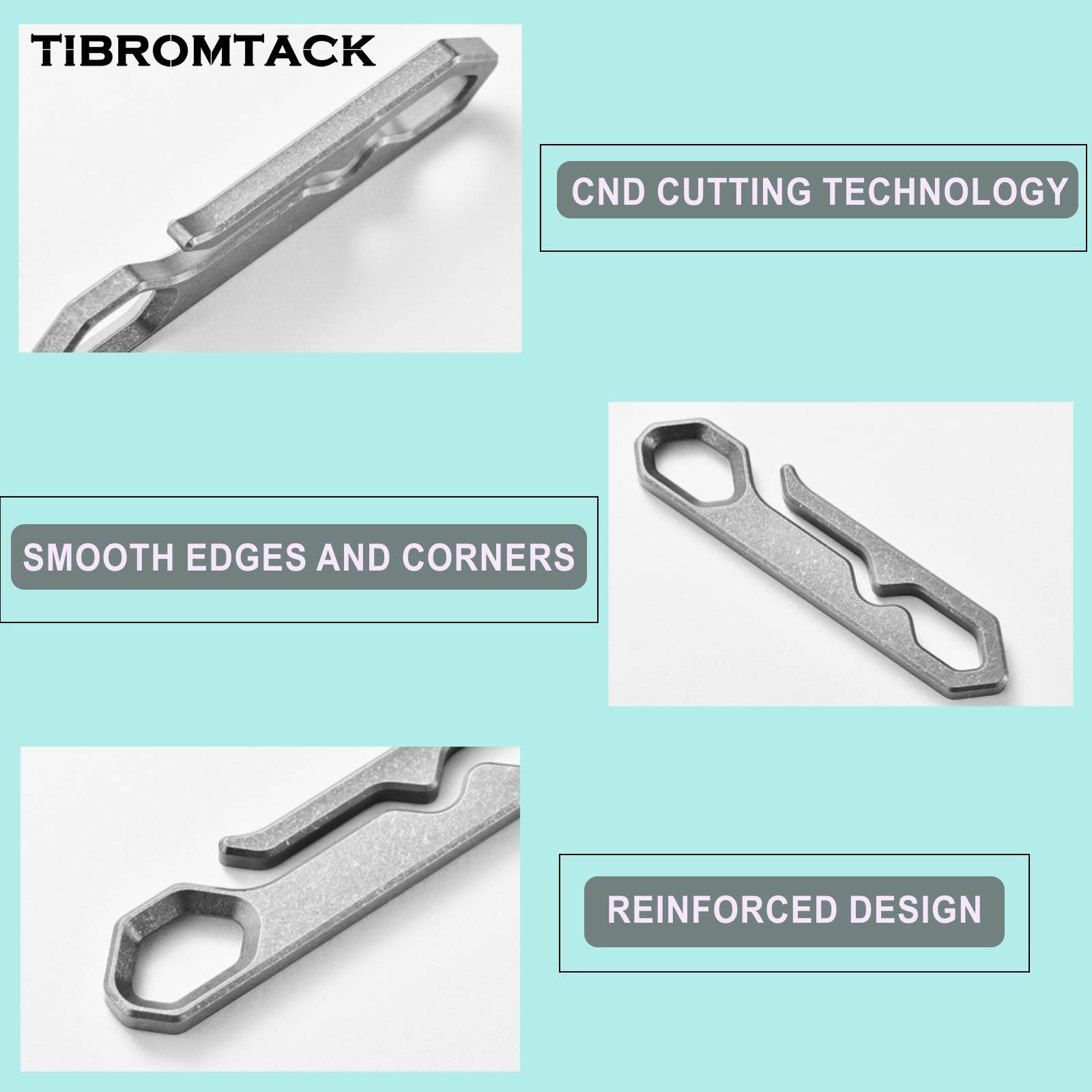 TIBROMTACK Titanium Belt Clip, Lightweight Gr5 Titanium Key Clip for Belt Loop, Durable One-Piece Keychain