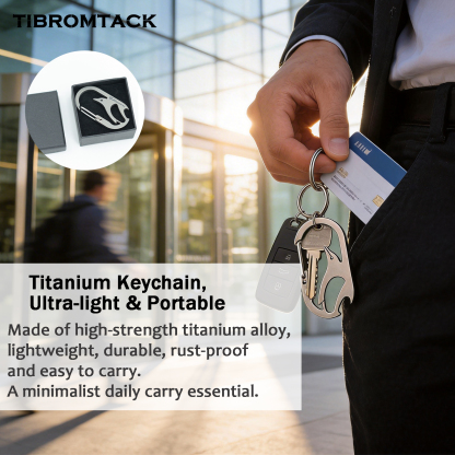 TIBROMTACK Gr5 Titanium Carabiner Keychain, Multitool Key Carabiner with Bottle Opener