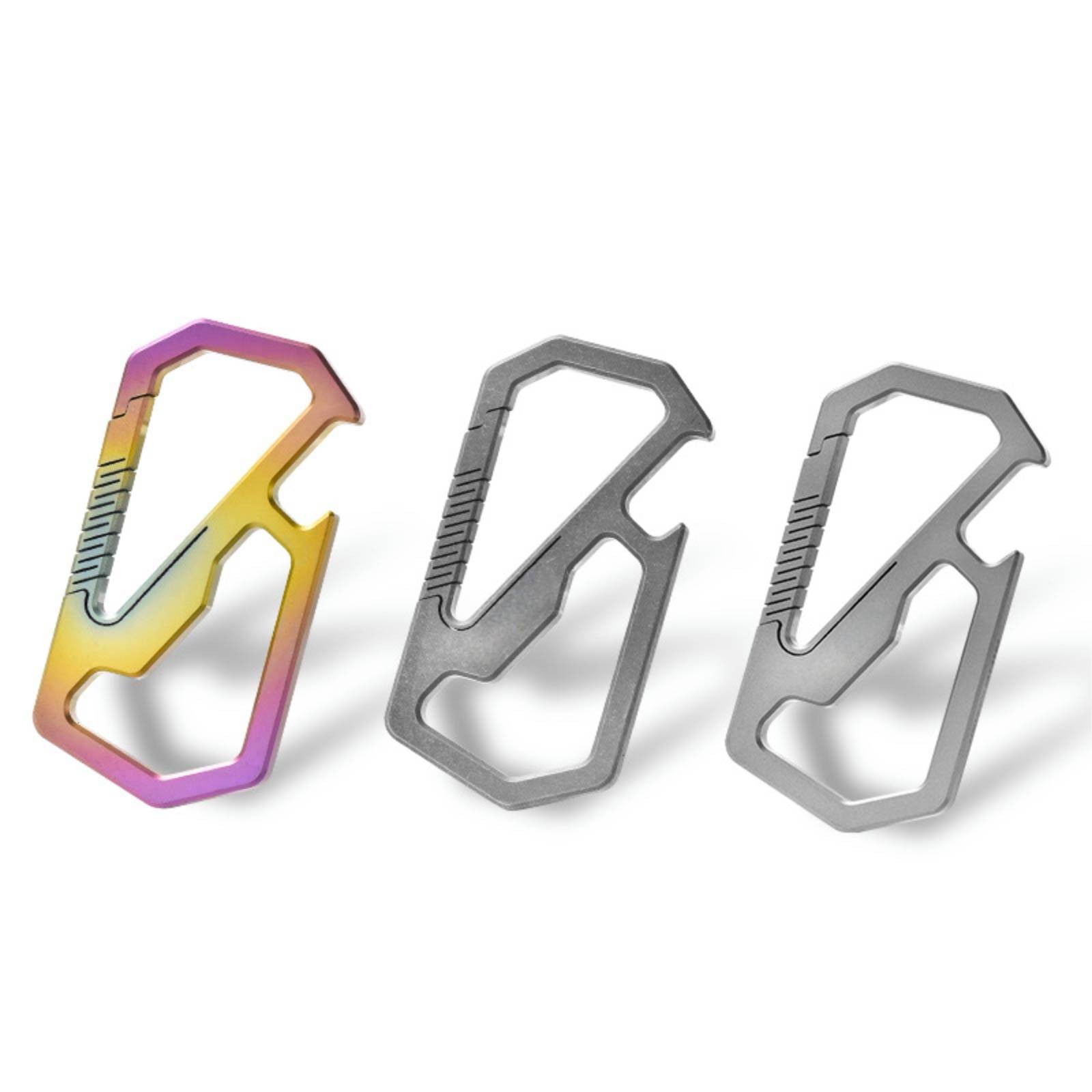 TIBROMTACK GR5 Titanium Keychain Carabiner with Bottle Opener, Multifunctional EDC Key Ring