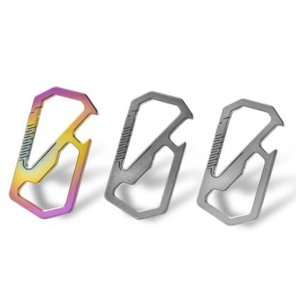 TIBROMTACK GR5 Titanium Keychain Carabiner with Bottle Opener, Multifunctional EDC Key Ring