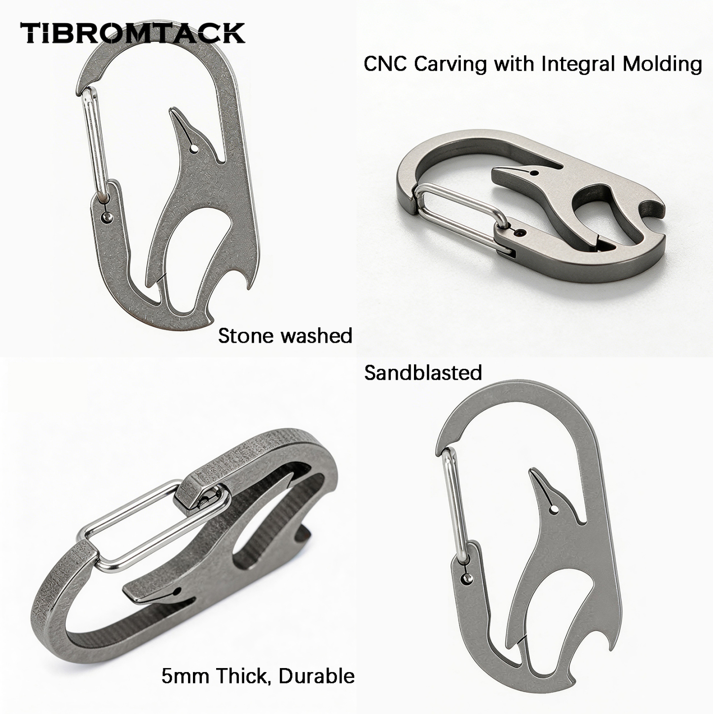 TIBROMTACK Gr5 Titanium Carabiner Keychain, Multitool Key Carabiner with Bottle Opener