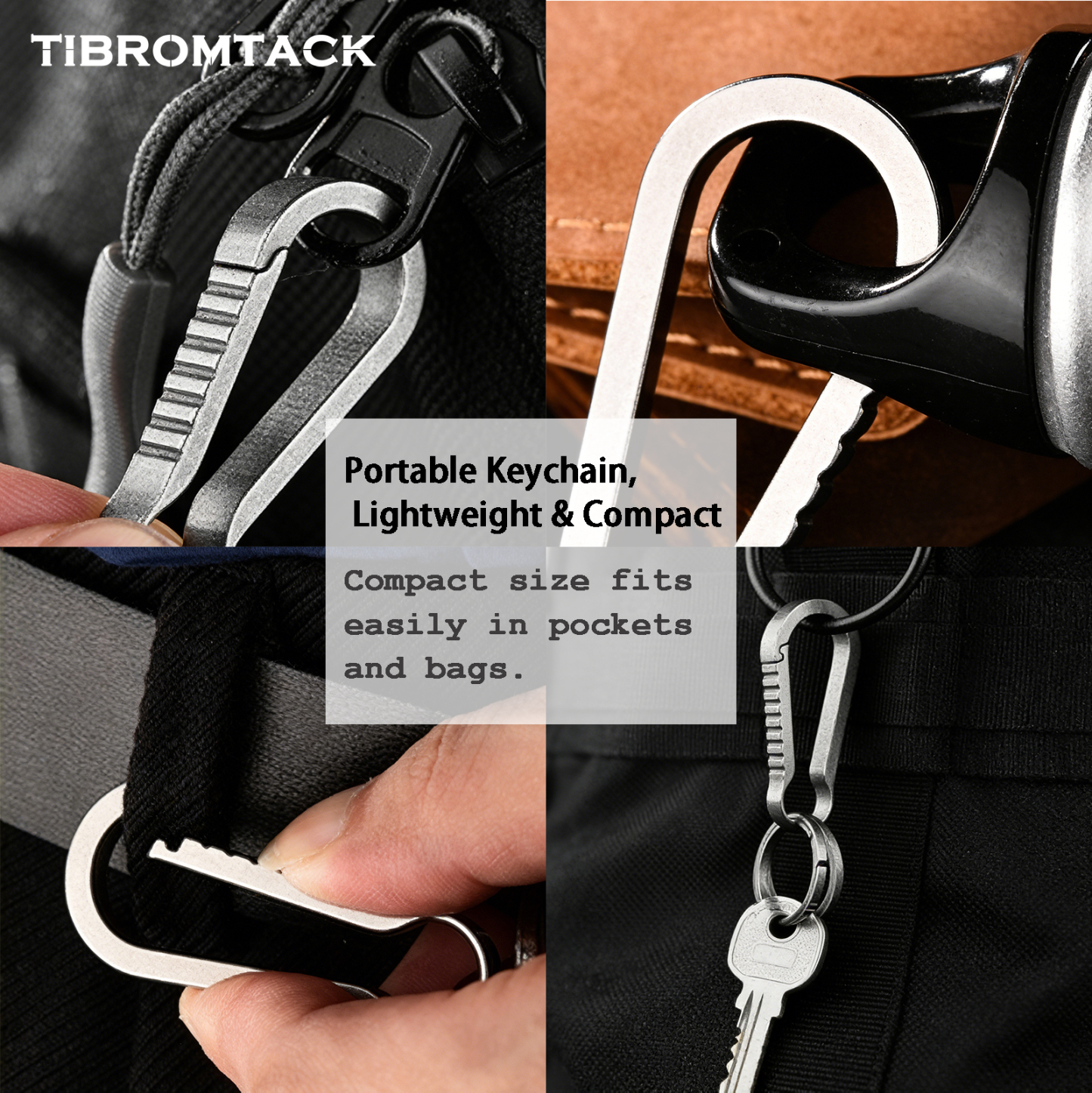 TIBROMTACK Titanium Keychain, Gr5 Titanium Keychain Hook, Small Carabiner Clip for Keys