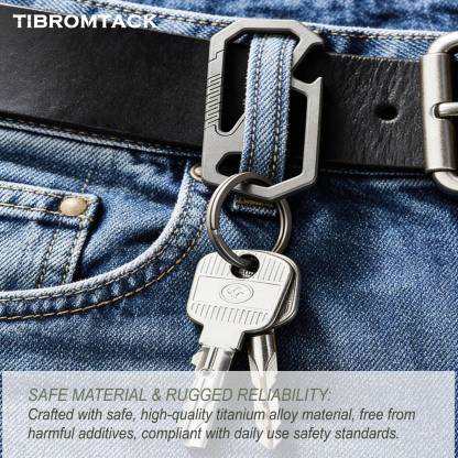 TIBROMTACK GR5 Titanium Keychain Carabiner with Bottle Opener, Multifunctional EDC Key Ring