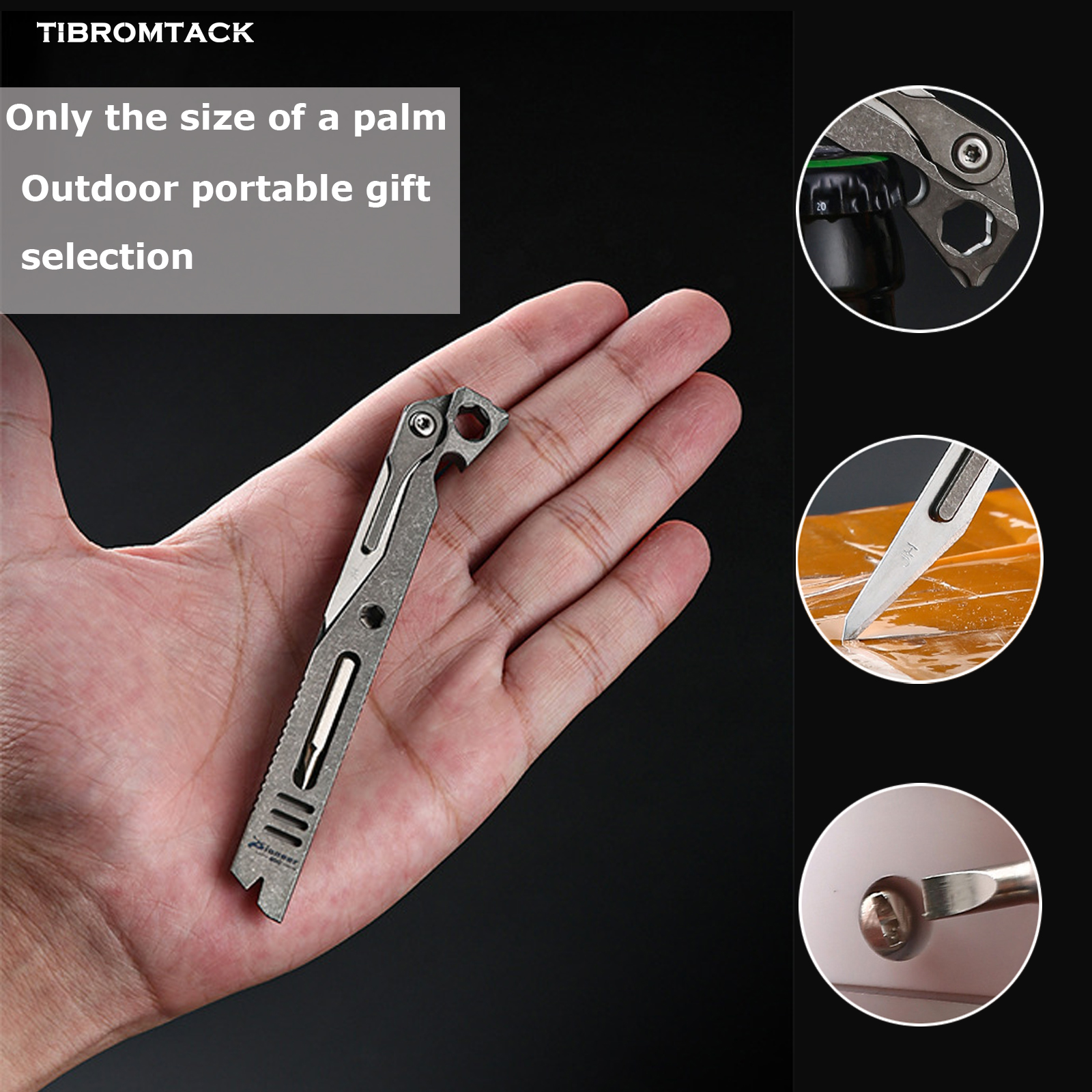 Titanium Utility Knife, Mini Folding Utility Knife with Pry Bar Function, EDC Keychain Tool for Opening Boxes, Paper Cutting, Outdoor & Office, Lightweight 1.1oz