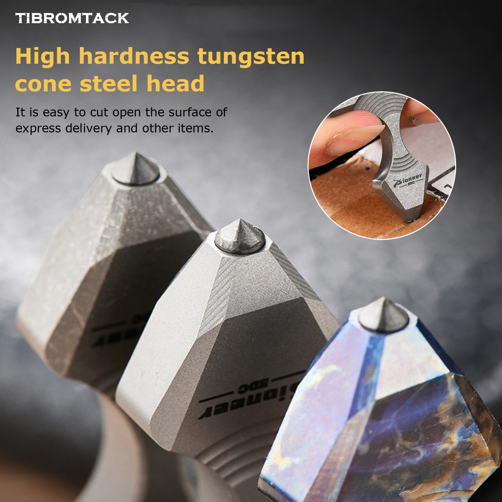 TIBROMTACK Titanium Multitool Keychain, 23g Lightweight EDC Tool with Tungsten Steel Tip for Emergency Window Breaking & Cutting, Portable Key Organizer (2"x1.81"x0.31")