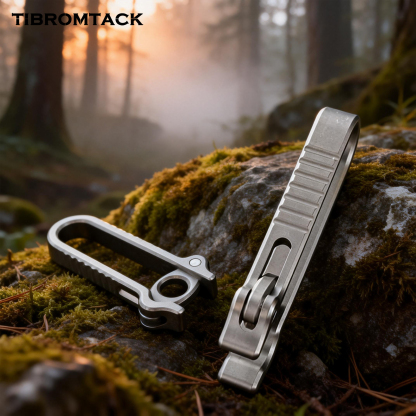 TIBROMTACK Titanium Alloy Key Clip, Belt Clip for Keys with Quick Release Buckle, Lightweight High Strength (58×21×6mm/10.3g)