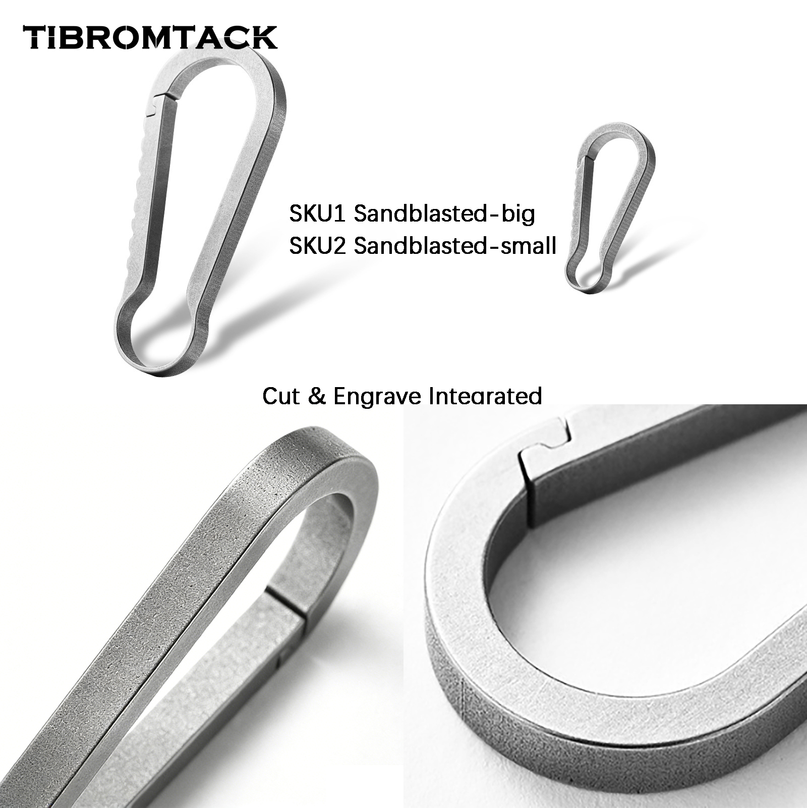 TIBROMTACK Titanium Keychain, Gr5 Titanium Keychain Hook, Small Carabiner Clip for Keys