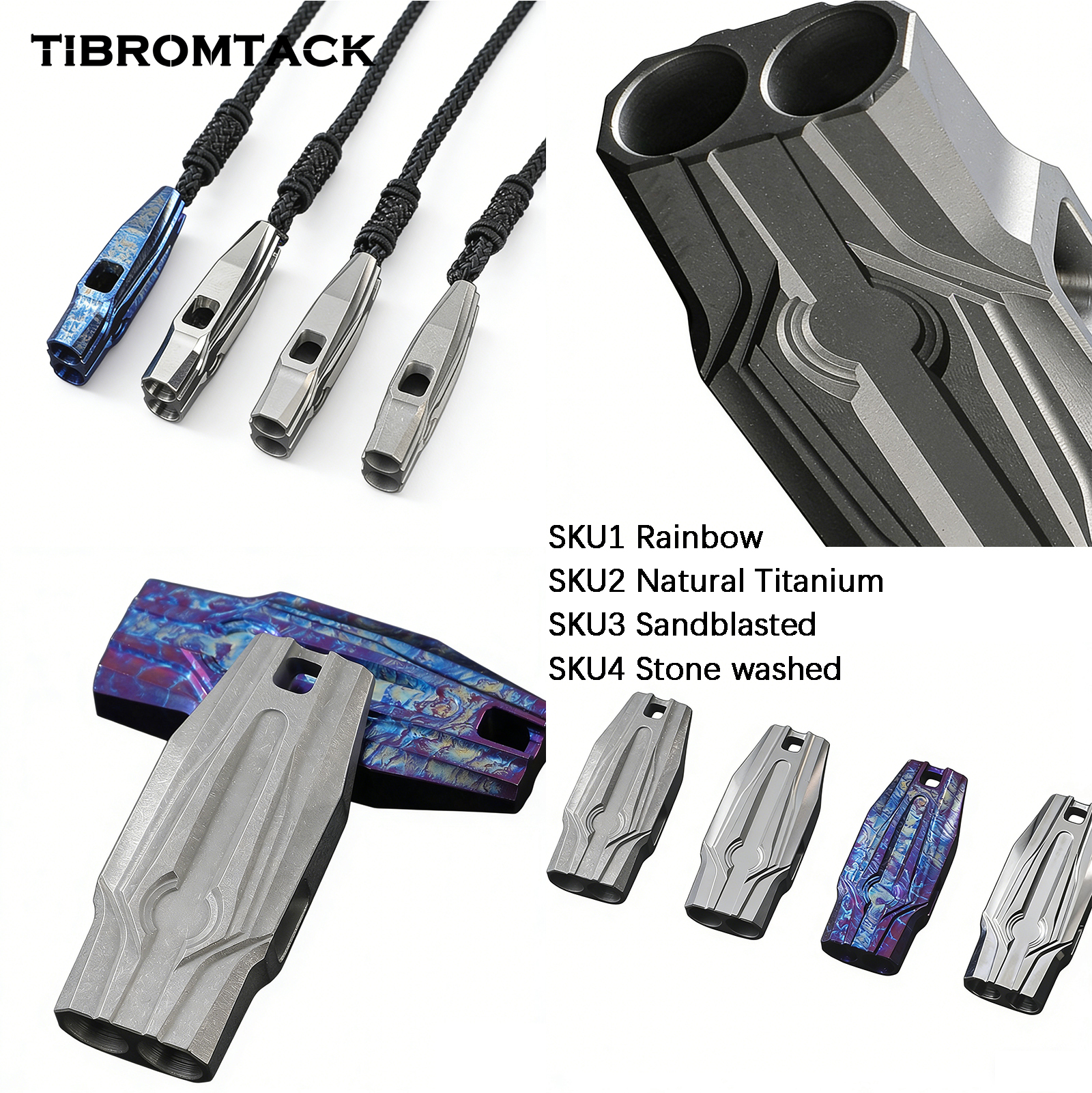 TIBROMTACK Titanium Dual Tube Whistle, Gr5 Titanium Emergency Whistle for Adults, Loud Survival Whistle, Lightweight & Rust-Proof Dog Whistle
