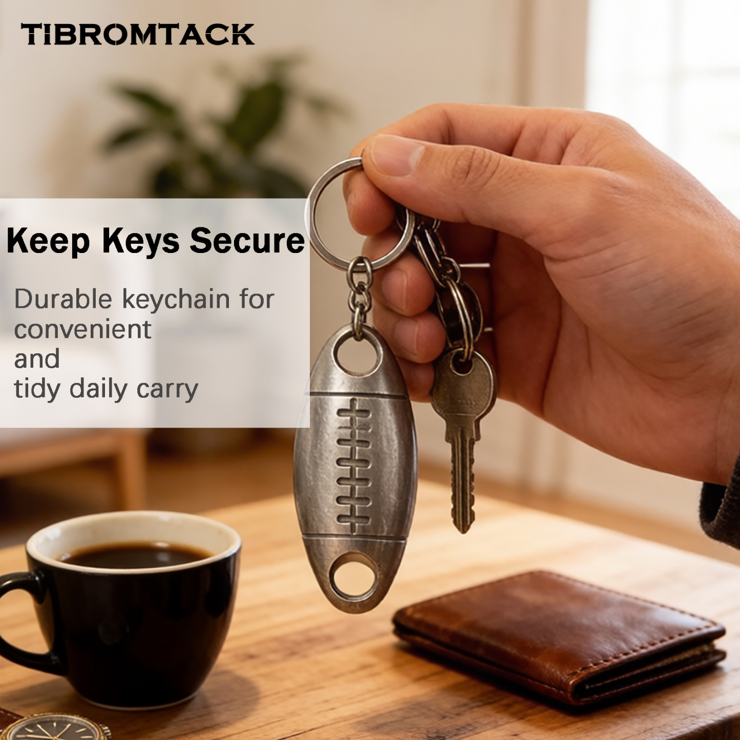 TIBROMTACK Titanium Quick Release Keychain - 30mm Football Key Fob