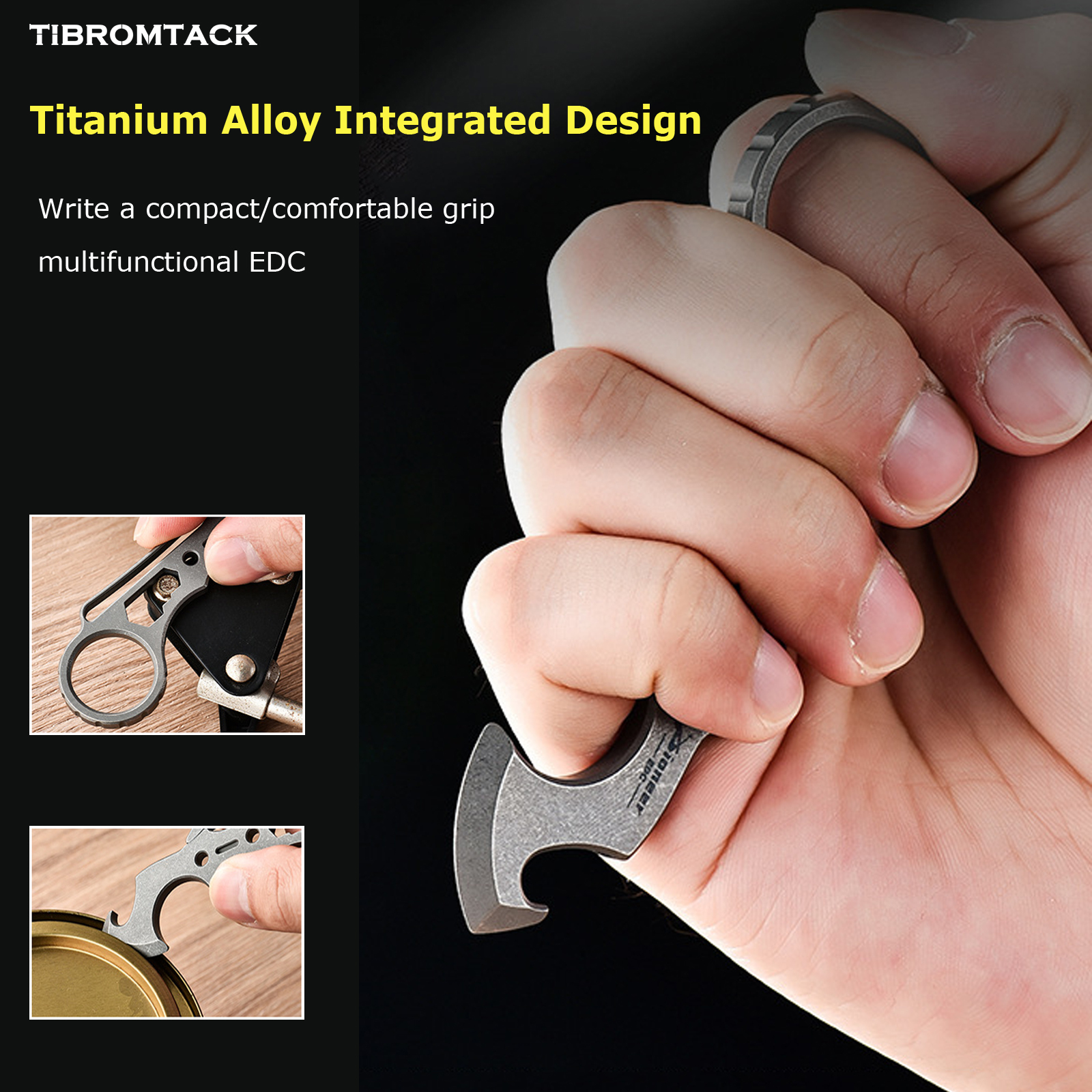 Titanium EDC Pry Bar, Multifunctional Tool with Bottle Opener & Screwdriver, 4.3 Inches Lightweight Pry Tool with Hanging Hole for Outdoor Camping Daily Use