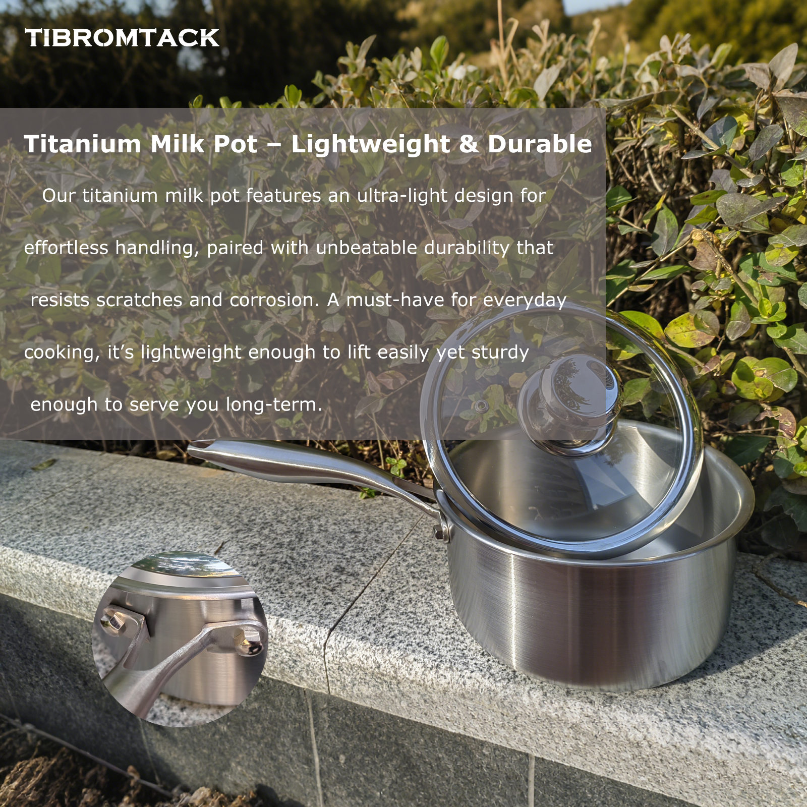 Titanium Milk Pot, Small Cooking Pot 7.1 Inch, Non-Coated Healthy Cookware with Titanium Inner Liner, Lightweight Heat-Conducting Pot for Home Kitchen (6.3inx 5.9in)