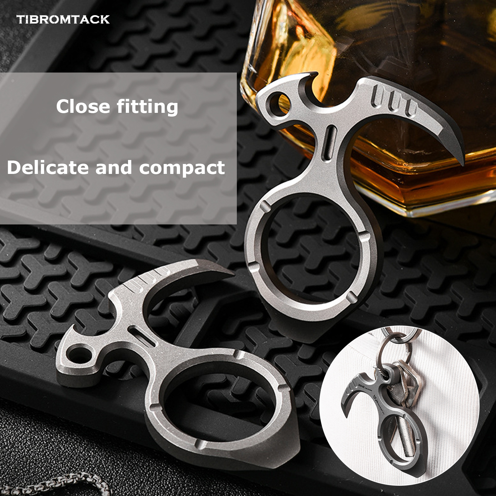 Titanium Bottle Opener, EDC Multi-Functional Pry Bar, Ultra-Light 0.63oz Portable Tool for Beer Caps Beverage Lids, Hook & Pry Lightweight Tools for Outdoor Camping Hiking (2.4x2x0.24 Inches)