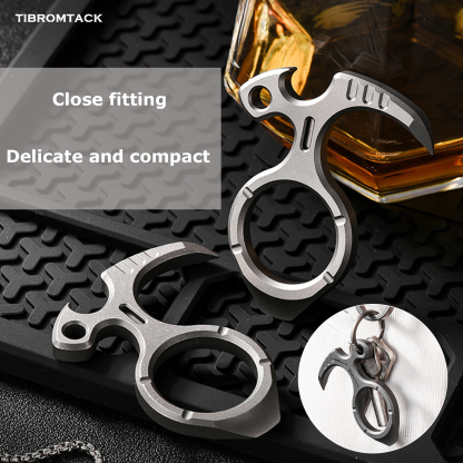 Titanium Bottle Opener, EDC Multi-Functional Pry Bar, Ultra-Light 0.63oz Portable Tool for Beer Caps Beverage Lids, Hook & Pry Lightweight Tools for Outdoor Camping Hiking (2.4x2x0.24 Inches)
