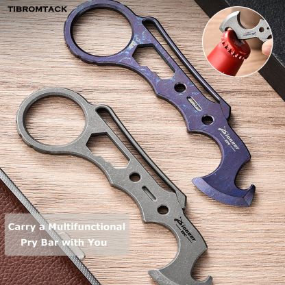Titanium EDC Pry Bar, Multifunctional Tool with Bottle Opener & Screwdriver, 4.3 Inches Lightweight Pry Tool with Hanging Hole for Outdoor Camping Daily Use
