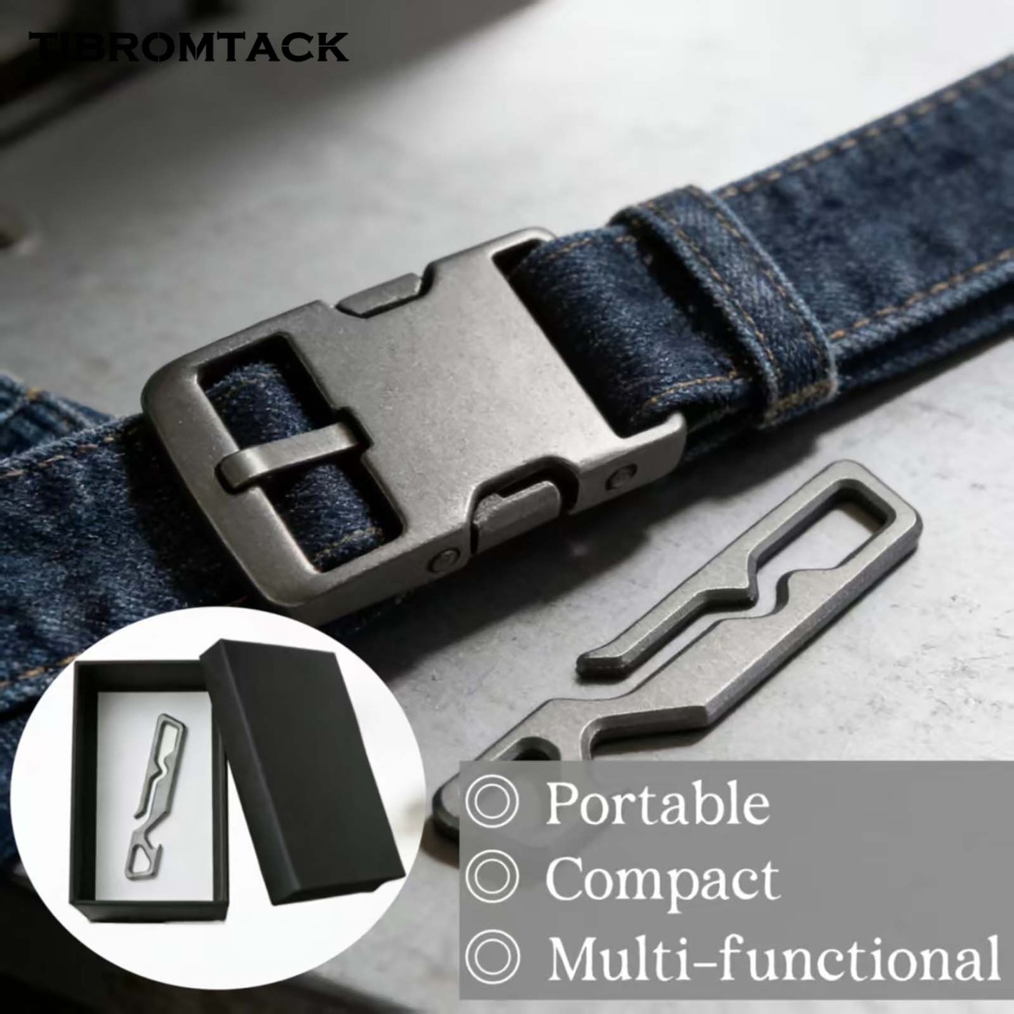 TIBROMTACK Titanium Belt Clip Key Holder, EDC Pocket Clip with Bottle Opener, Ultra-Lightweight Gr5 Titanium Keychain for Belt, Key Ring & Bag Charms for Men Women, 2.56x0.51x0.16in
