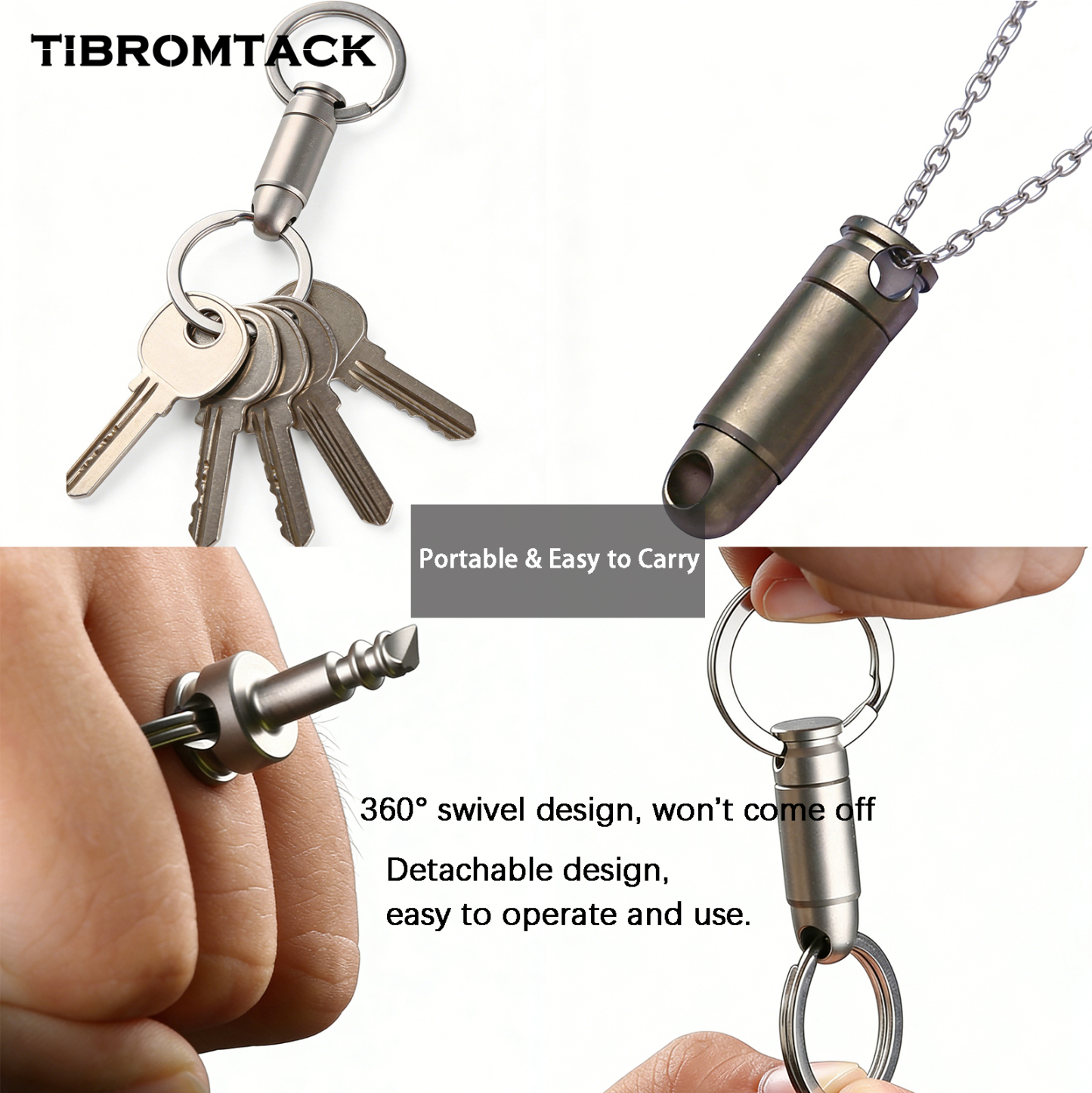TIBROMTACK Gr5 Titanium Alloy Quick Release Key Ring, Detachable Key Ring Quick Release, Multifunctional Keychain with Courier Unboxing Tool 