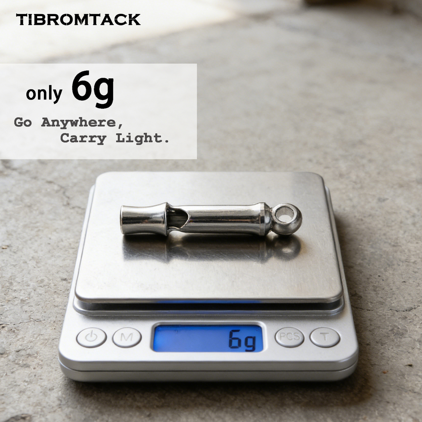 TIBROMTACK Titanium Whistle, Emergency Whistle Lightweight EDC Camping Tool, Portable Single Tube Whistle for Outdoor Survival