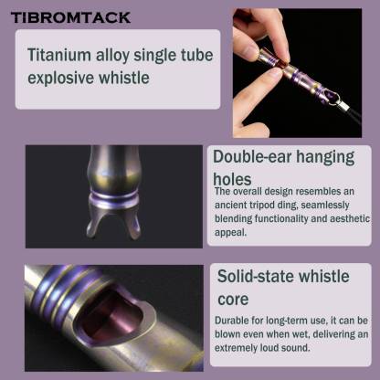 TIBROMTACK Gr5 Titanium Emergency Survival Whistle, Lightweight EDC Safety Whistle for Camping Hiking Sports.