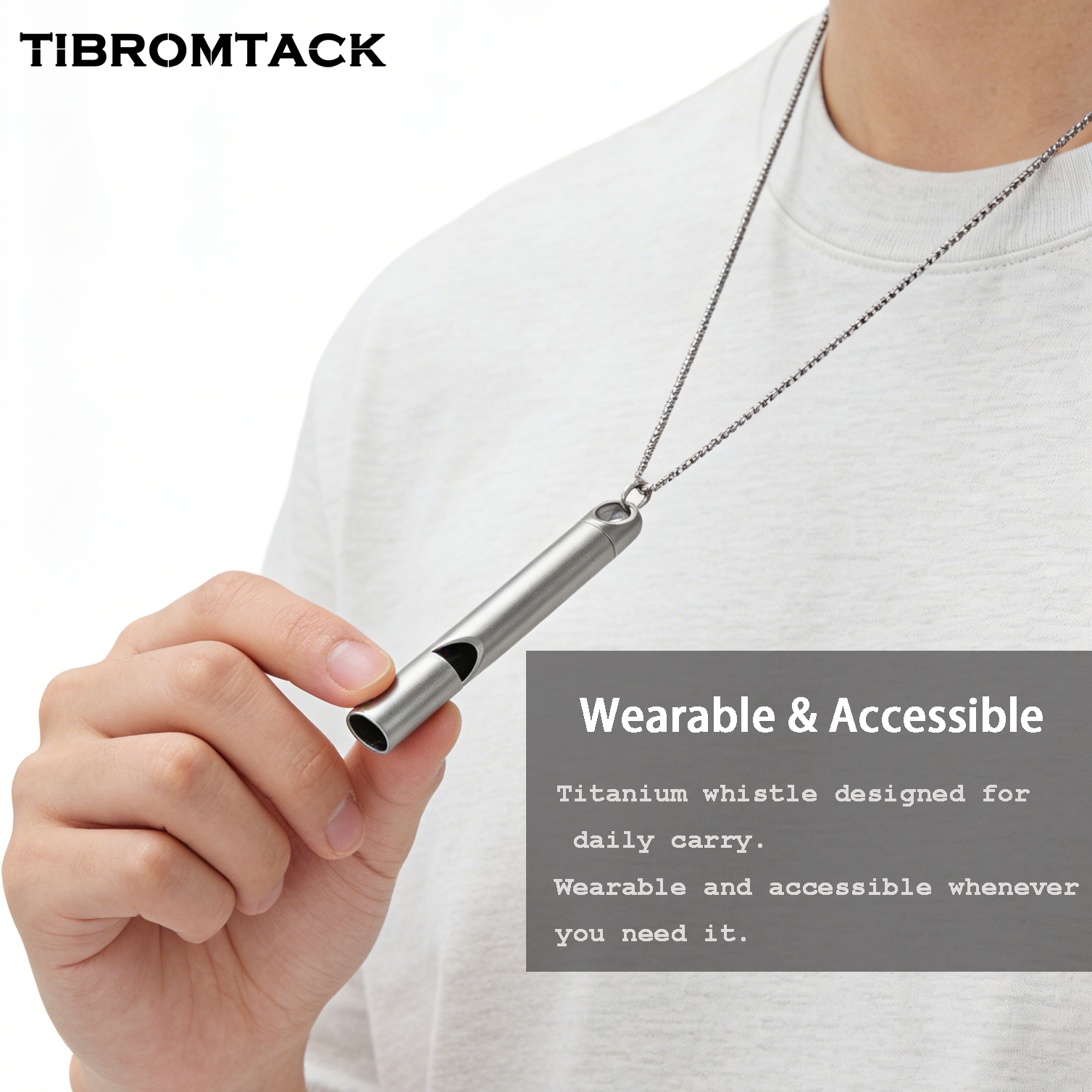 TIBROMTACK Emergency Titanium Whistle, Safety Whistle for Adults, Gr5 Titanium Material, High Strength & Easy to Carry for Outdoor Emergency