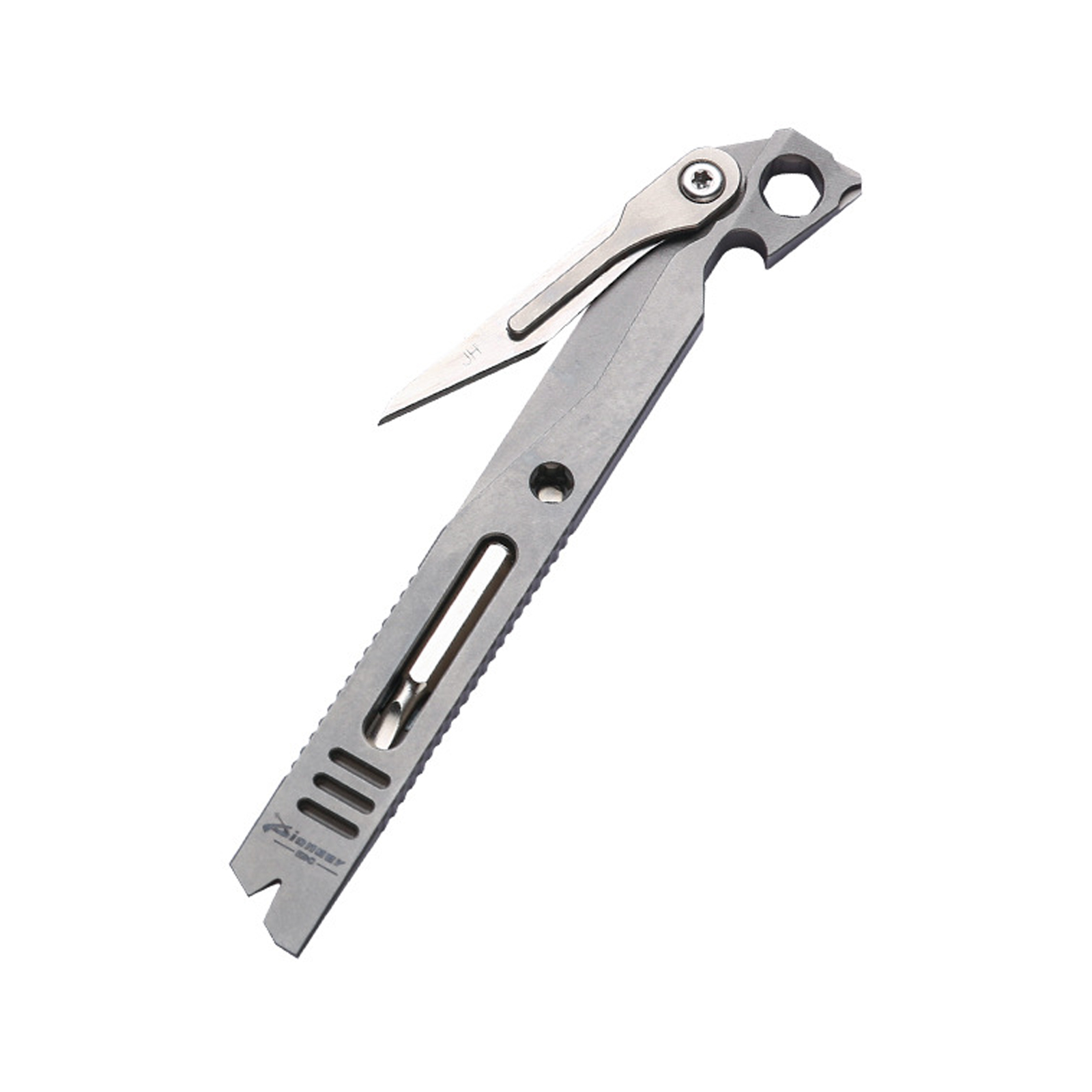 Titanium Utility Knife, Mini Folding Utility Knife with Pry Bar Function, EDC Keychain Tool for Opening Boxes, Paper Cutting, Outdoor & Office, Lightweight 1.1oz
