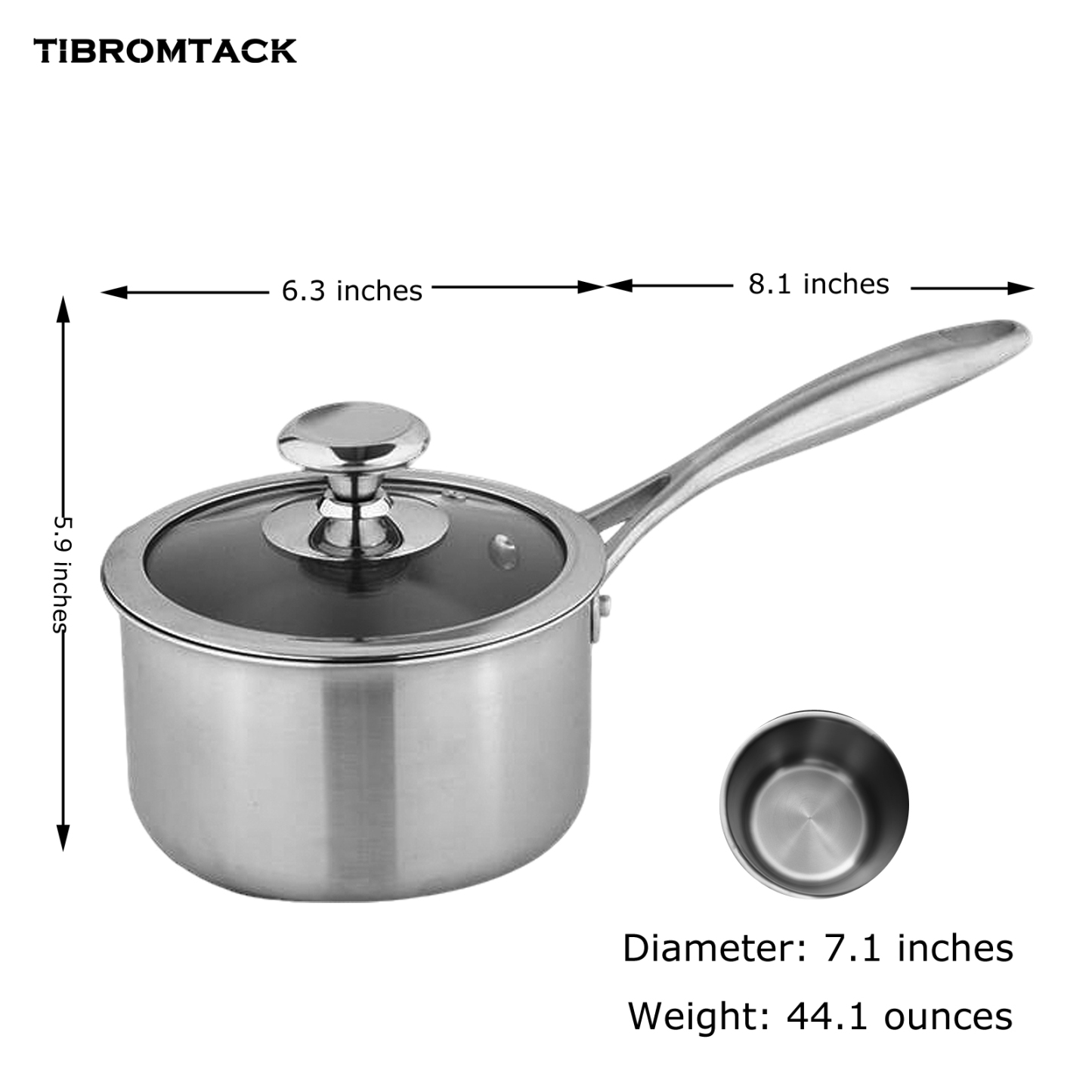 Titanium Milk Pot, Small Cooking Pot 7.1 Inch, Non-Coated Healthy Cookware with Titanium Inner Liner, Lightweight Heat-Conducting Pot for Home Kitchen (6.3inx 5.9in)